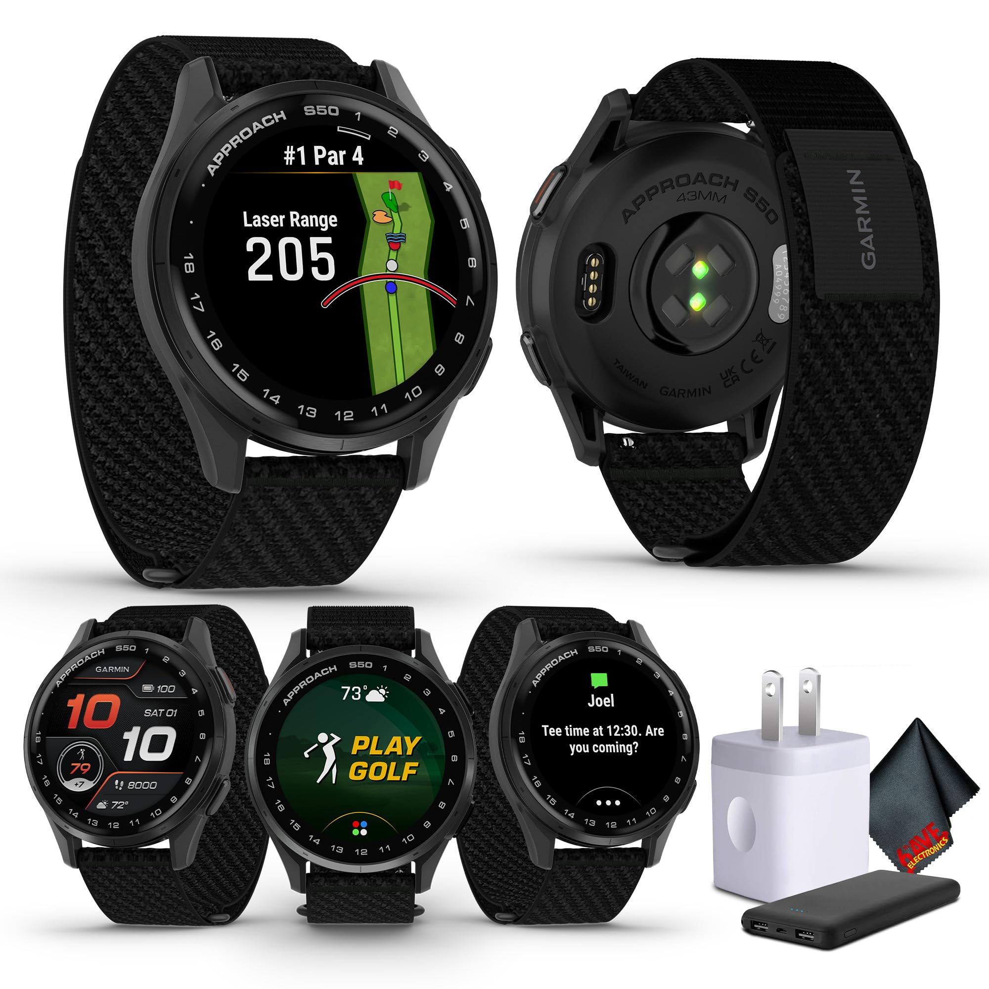 Garmin Approach S50 Advanced Golf Watch with GPS, AMOLED Display, On-Course Features, Sports and Fitness Smartwatch, Slate Alumi