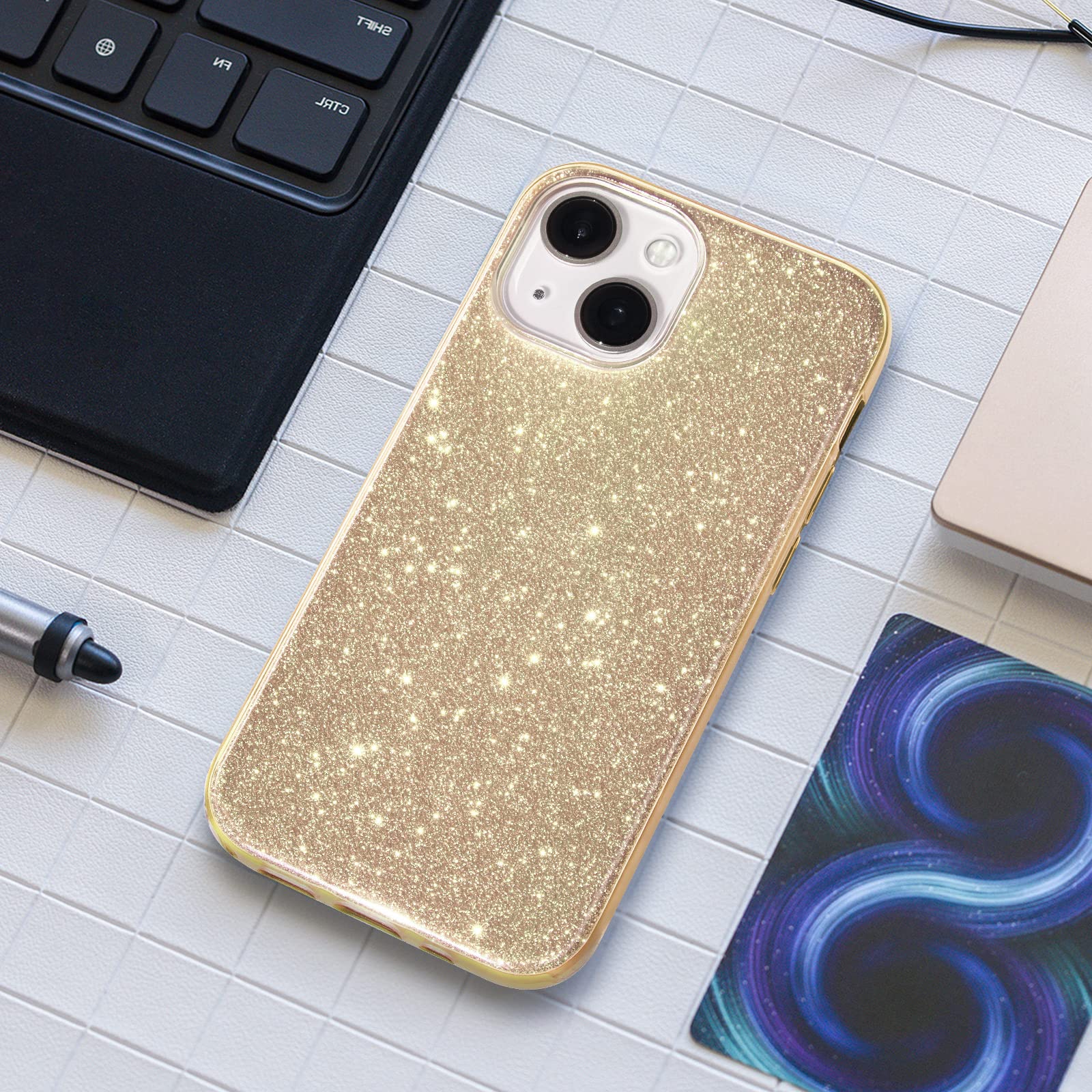 Mateprox Compatible With Iphone 14 Case Bling Sparkle Cute Girls Women Protective Cases Cover For Iphone 14 6.1'' 2022 (Gold)