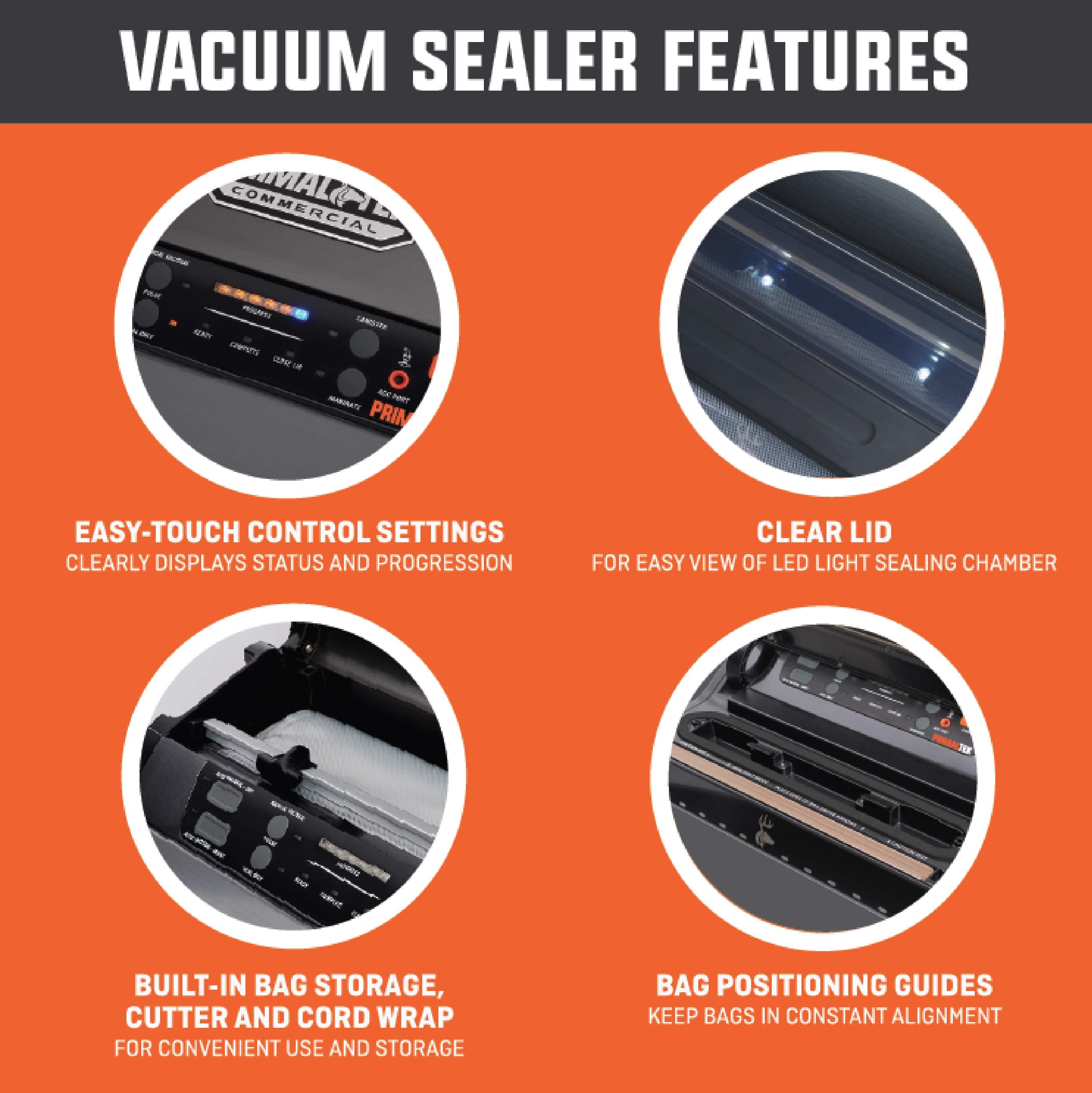 PrimalTek 12" Commercial Vacuum Sealer - Black, Plastic, 28" Vacuum Pressure, Auto Cooling, Smart Heat Technology