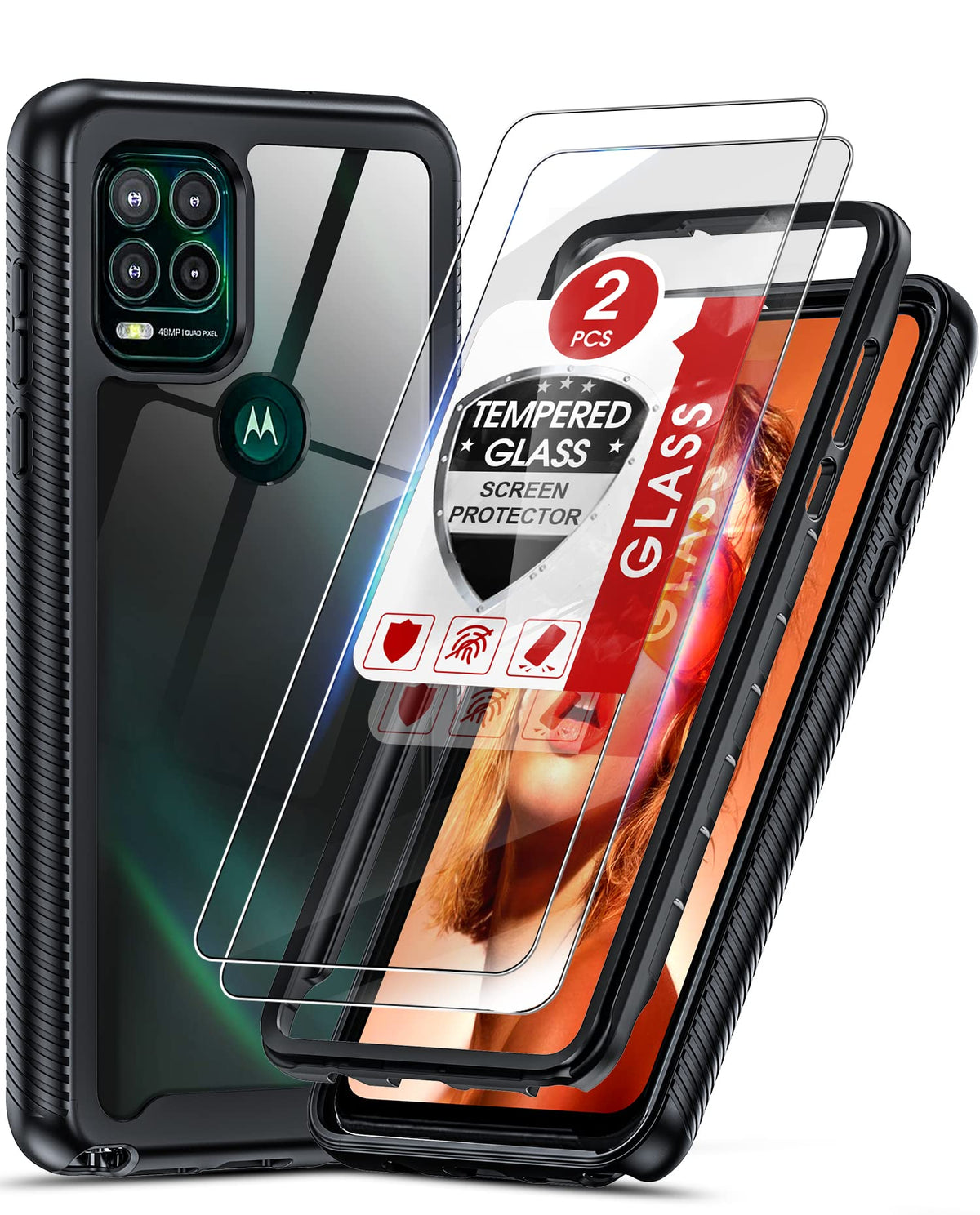 Leyi For Moto G Stylus 5G Phone Case, Motorola G Stylus 5G Case 2021 With 2 Tempered Glass Screen Protector, Full Body Shockproo