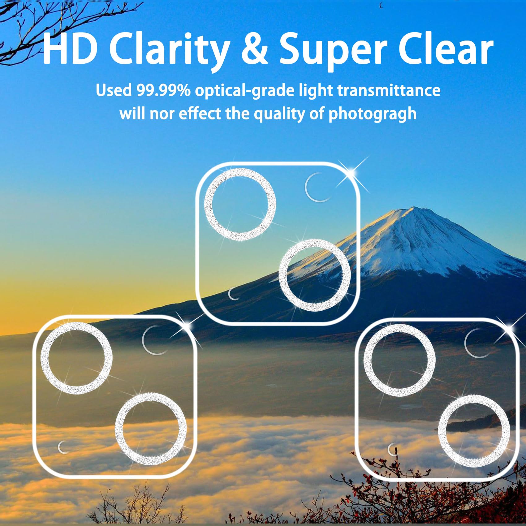 ?3 Pack?Dengduoduo Tempered Glass Camera Lens Protector For Iphone 14 6.1'' & Iphone 14 Plus 6.7'', Glitter Bling Diamond, Ultra