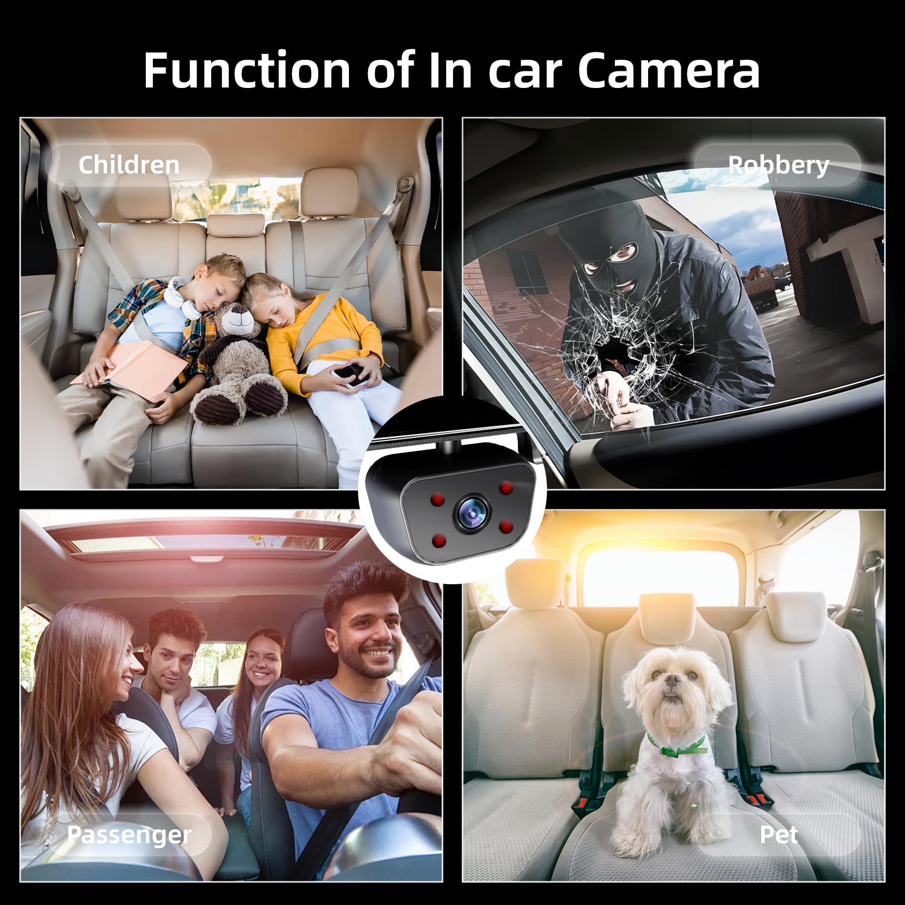 2025 Rear View Mirror Camera, 4 Channel Mirror Dash Cam Front And Rear Inside, 12 Touch Screen 360 Dash Camera For Cars, Wi-Fi,