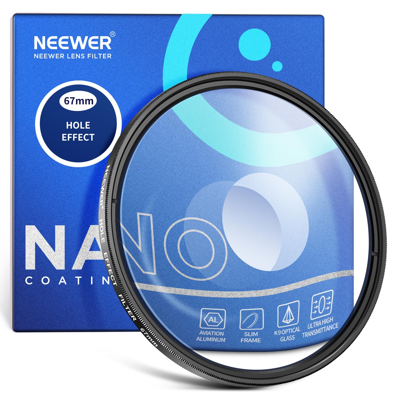 Neewer 67Mm Spiral Halo Camera Lens Filter, Prism K9 Optical Glass Special Effects Filter Photography Camera Lens Accessories Wi