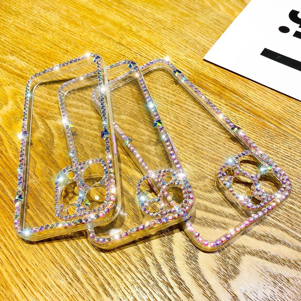 Banailoa Bling Iphone 14 Plus Case For Women,Clear Glitter Cute Case With Rhinestones Diamond Soft Tpu Camera Lens Protective Gi