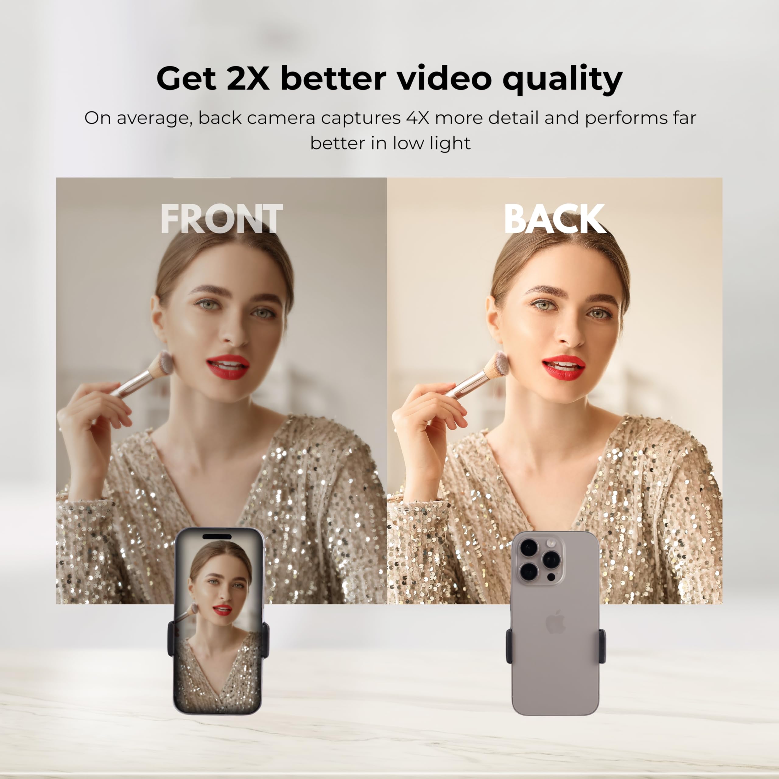 Universal Phone Holder, Record With Front And Back Camera, Shower Mirror Bathroom Phone Holder, Adjustable Wall Mount Stand, Tik