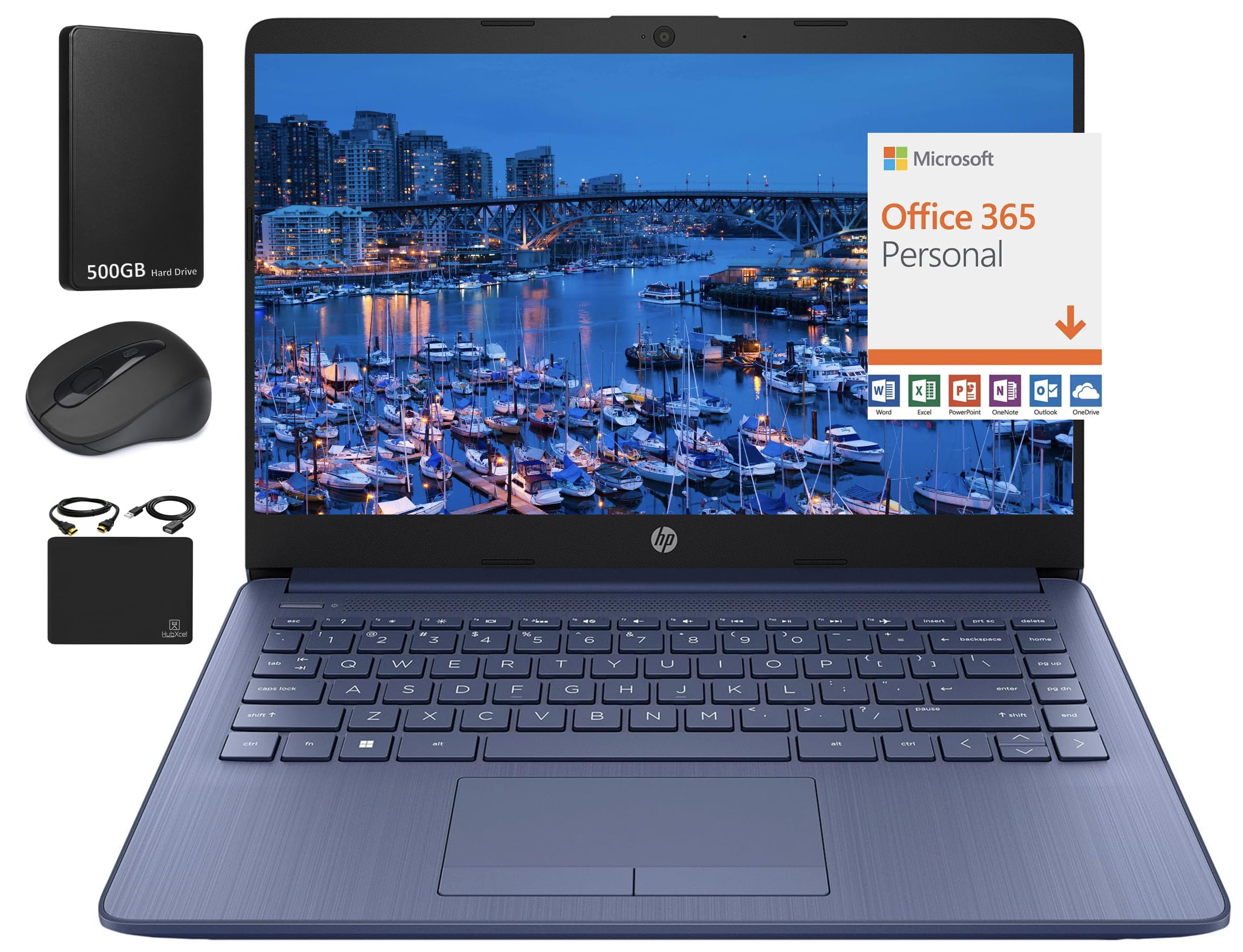 Hp New 14'' Hd Ultra Light Thin Laptop, Quad Core Intel Celeron Processor, 16Gb Ram, 564Gb (64Gb Emmc+ 500Gb Ext Driver), Upto 1