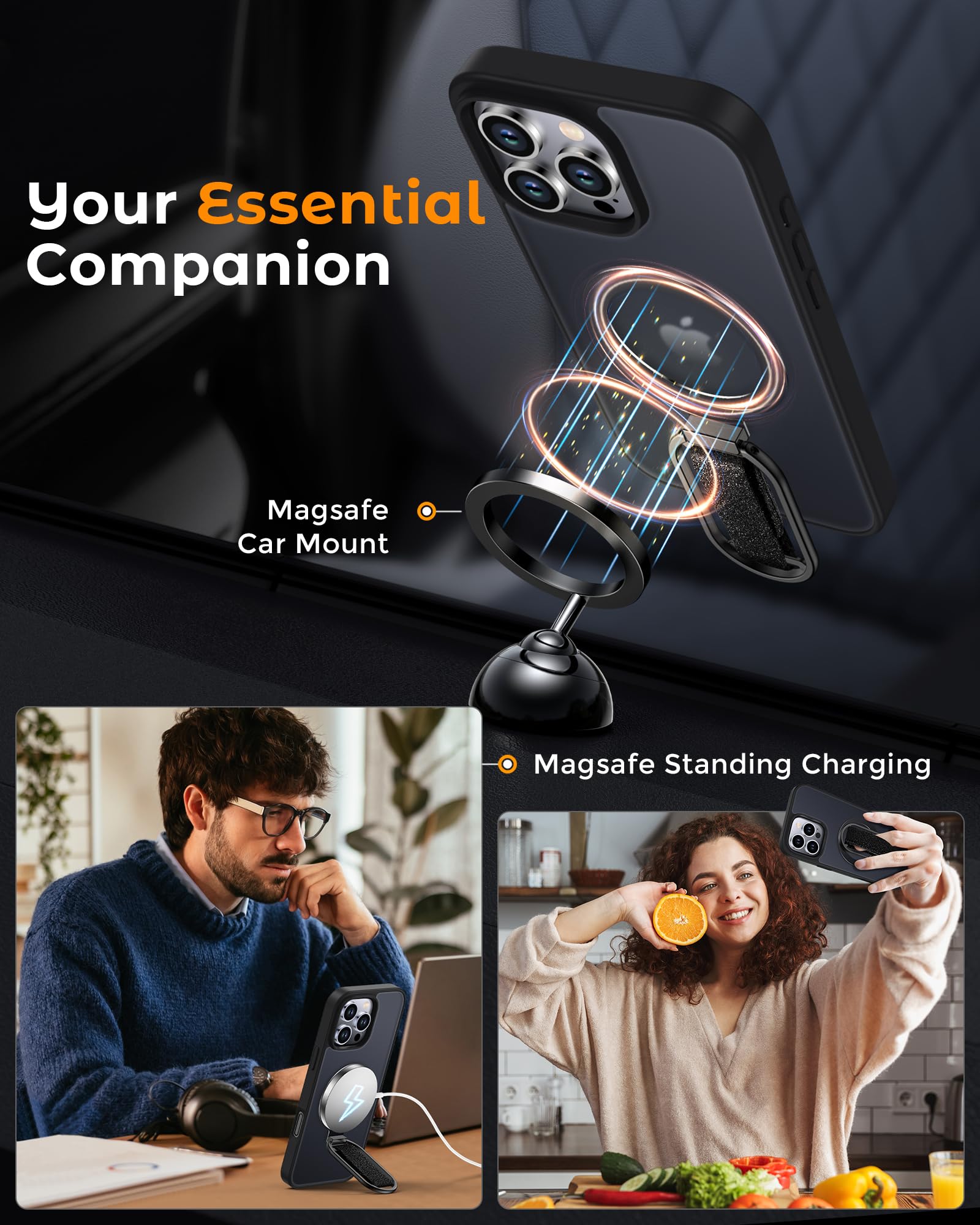 Shields Up For Iphone 16 Pro Case With Stand, 16 Pro Phone Case With Ring Holder & Phone Grip [Compatible With Magsafe] Transluc