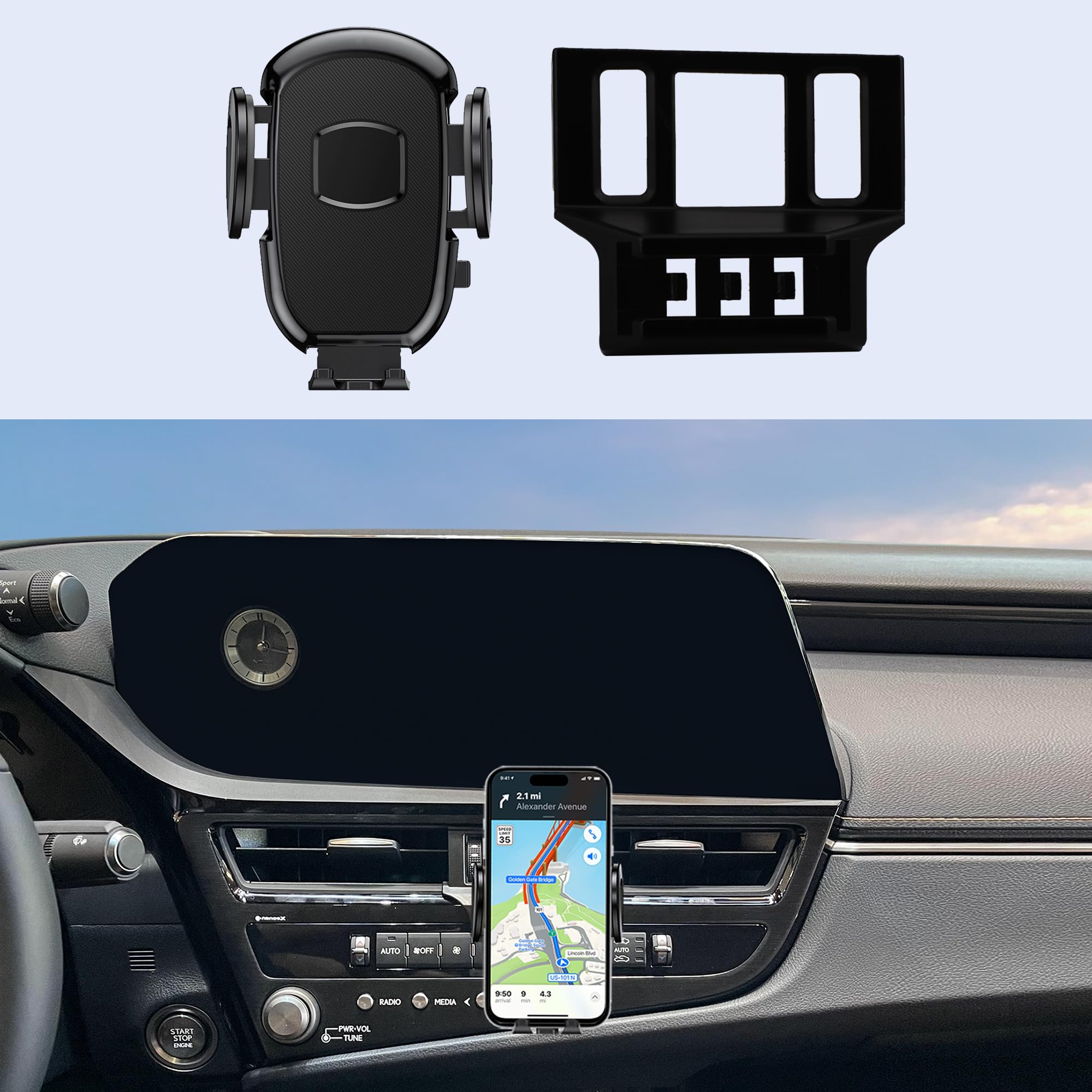 Djxcar Car Phone Holder Fits For Lexus Es 350 300H 250 2022-2024 Accessories,Buckle Mount Perfectly Compatible With Emergency Fl