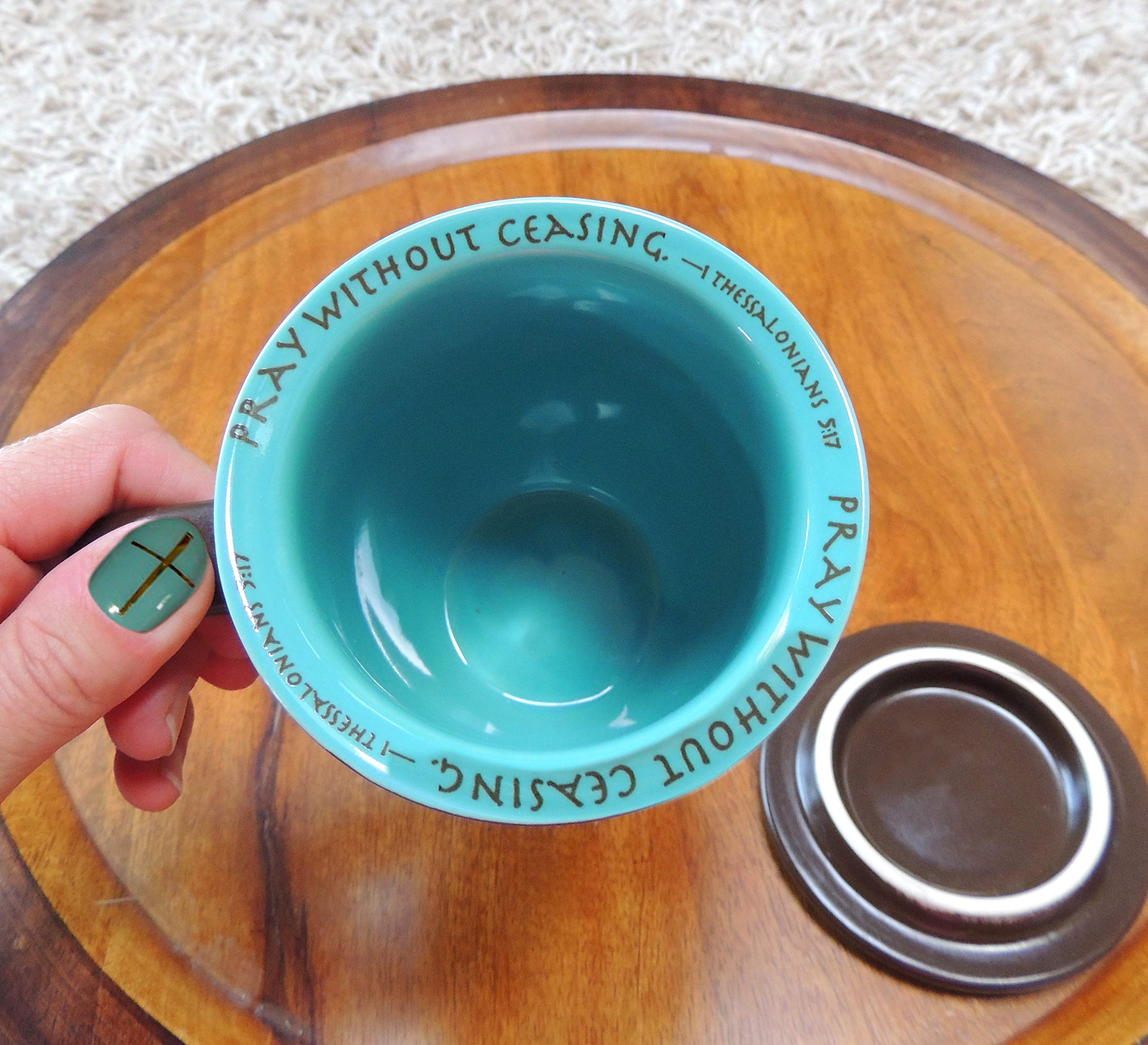 Abbey Gift Prayer Changes Everything Coaster Brown And Blue, 1 Count, Dishwasher Safe Mugs For Coffee And Tea, Includes Bible Ve