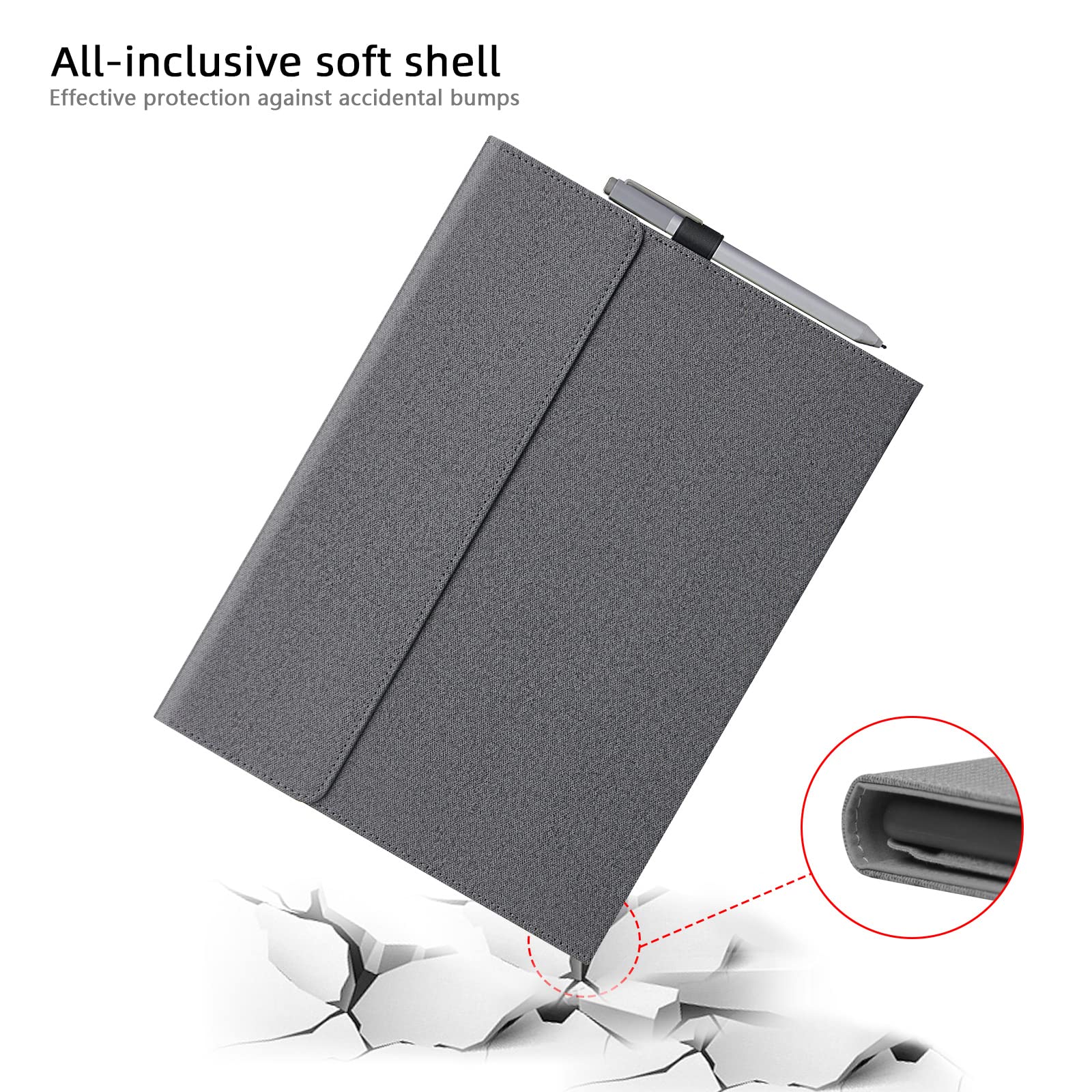 Megoo Surface Pro X Case Cover For Microsoft Surface Pro X 13 With Stylus Pen Holder Multiple Angle Adjustment Folio Stand Prote