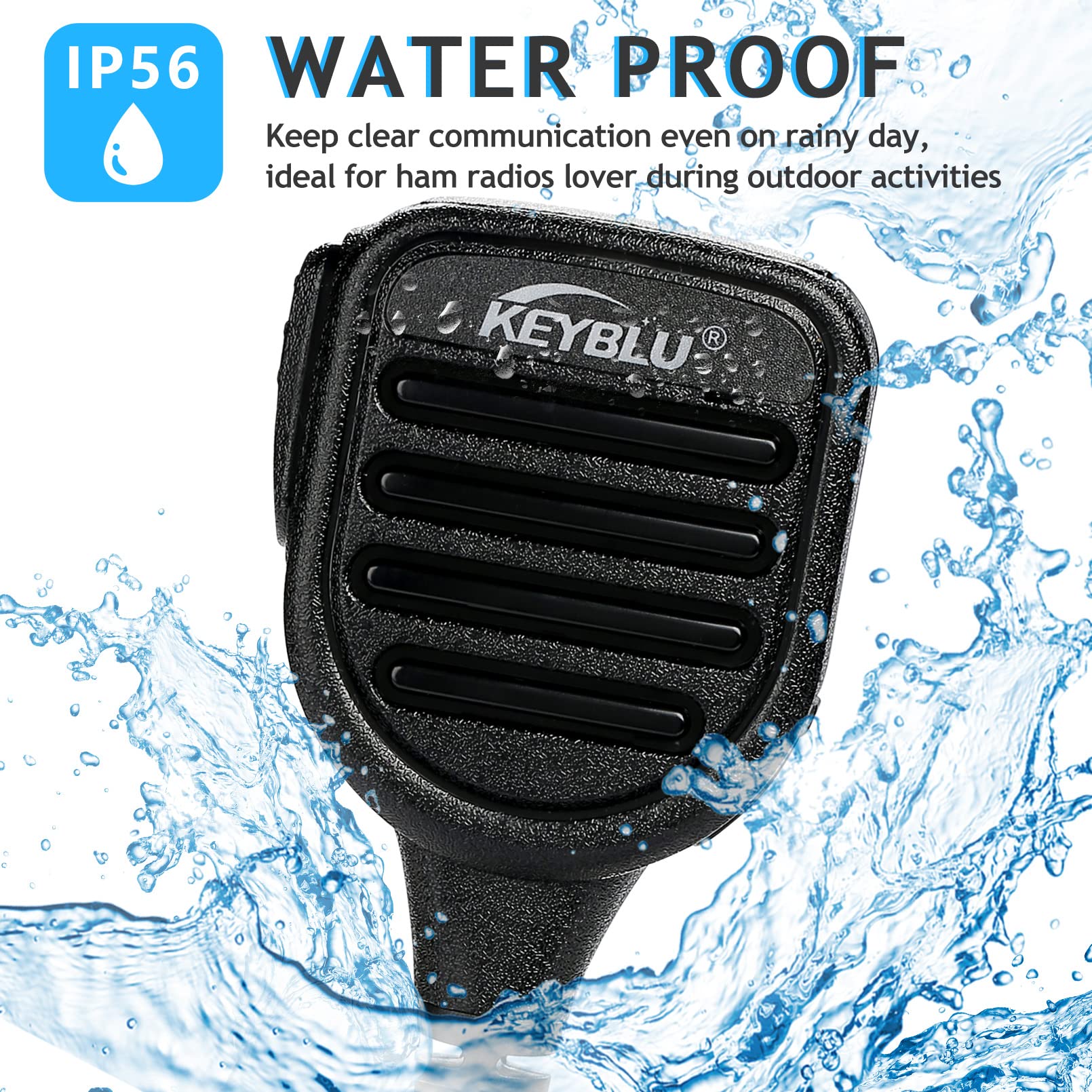 Keyblu Cp200D Waterproof Shoulder Speaker Mic 2 Pin Radio Microphone With 3.5Mm Audio Jack Compatible With Motorola Cp200 Cls141