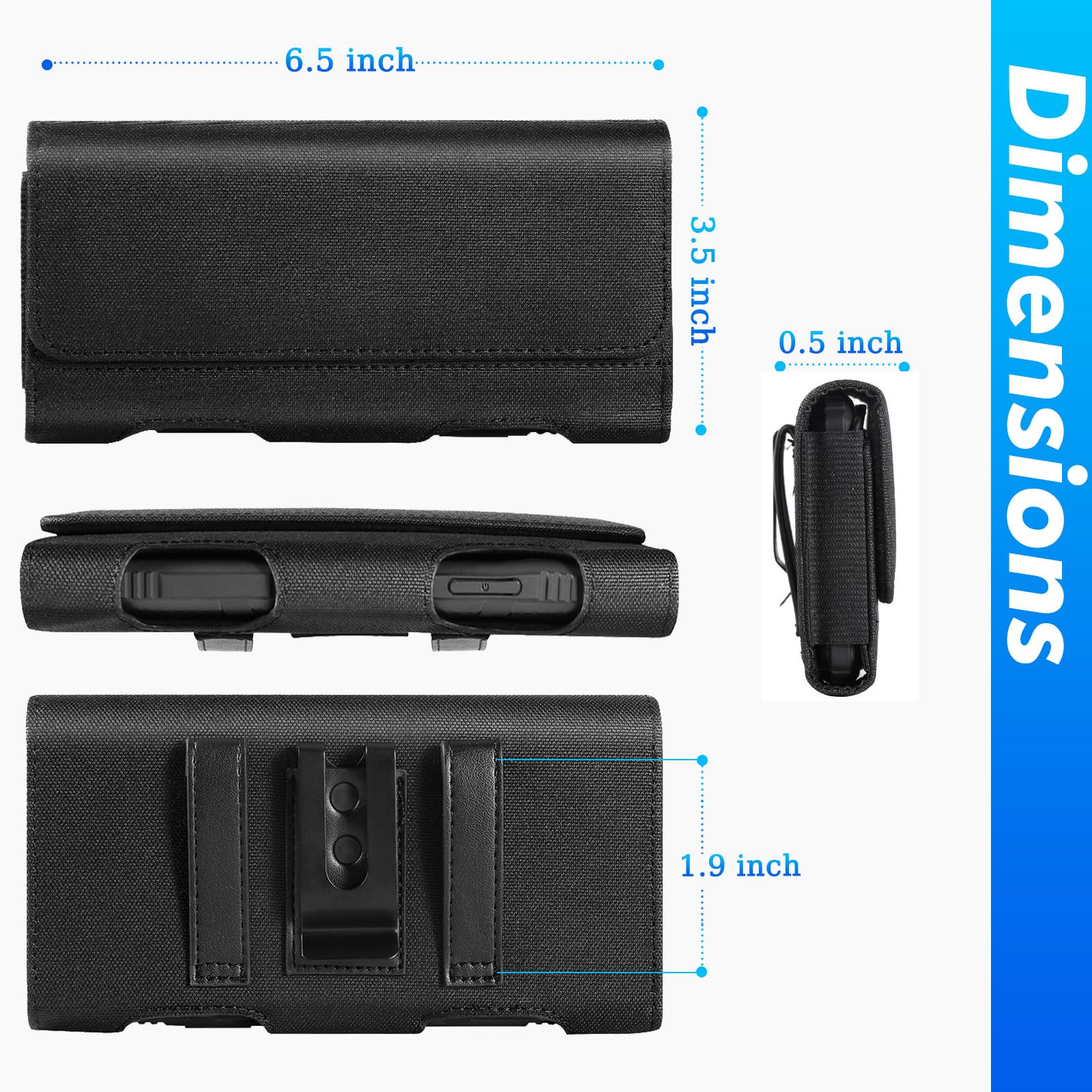 Mopaclle Nylon Cell Phone Pouch Belt Holster Case Compatible With Iphone 15 Pro Max, 14 Pro Max, 13 Pro Max,12 Pro Max, 11 Pro M