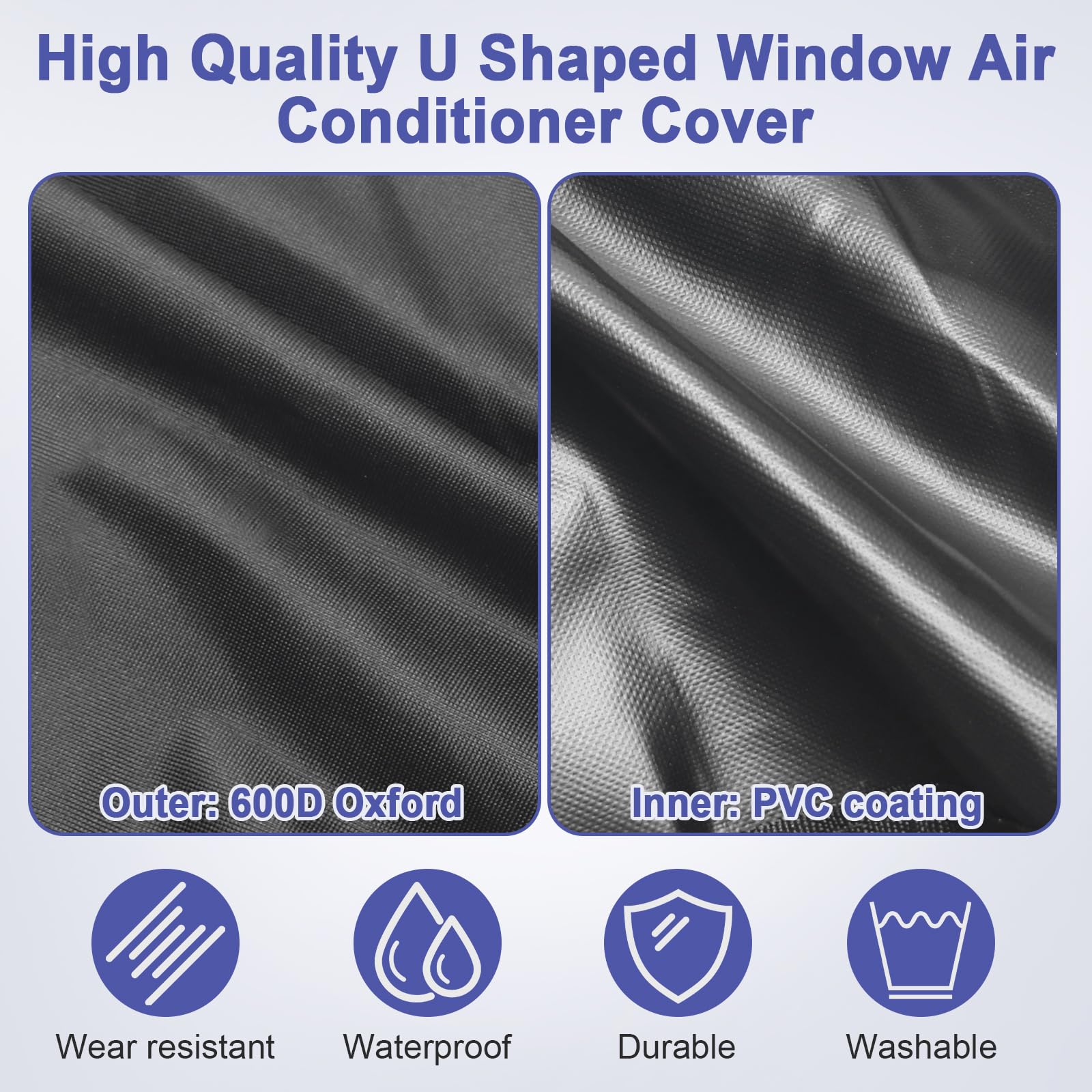 600D U Shaped Window Air Conditioner Cover For Midea U Shaped Ac, Luxiv Black Outdoor Window Ac Waterproof Cover For U Shaped Wi