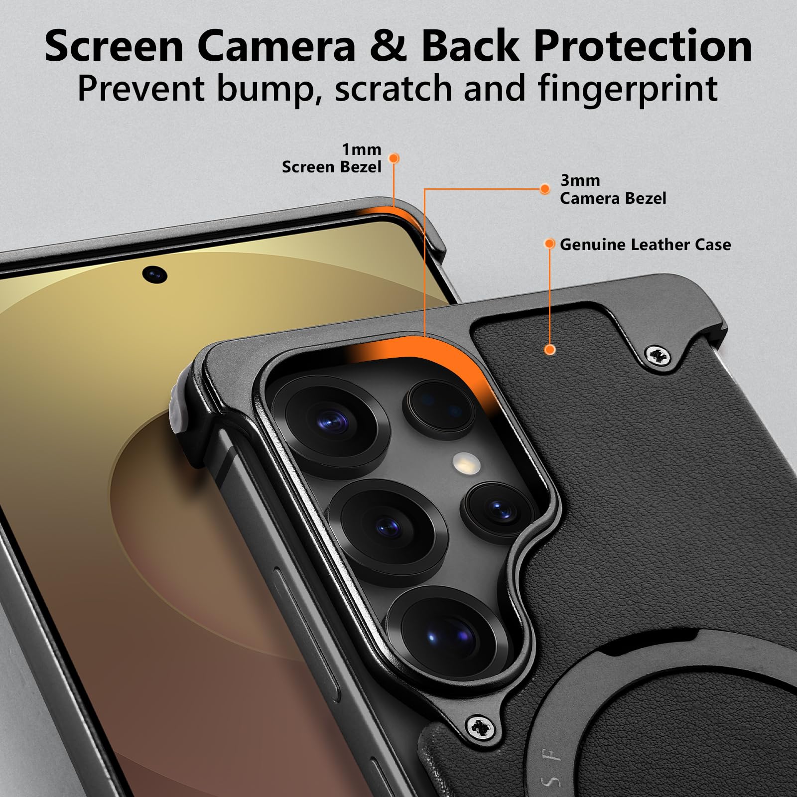 Xaovuir S25 Ultra Case Leather Magnetic With Ring Kickstand, Frameless For Samsung Galaxy S25 Ultra Case For Magsafe, Slim Drop-