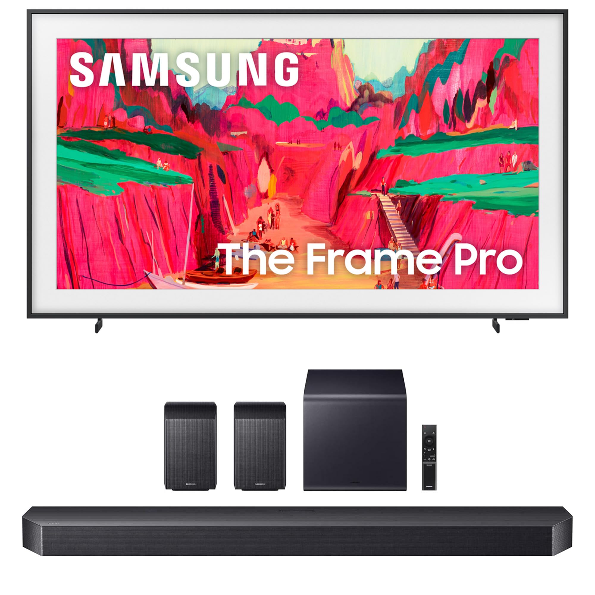 Samsung QN75LS03FWFXZA 75 Inch The Frame Pro Wireless 4K Neo QLED TV with a HW-Q990F Q Series Soundbar 11.1.4 Ch Subwoofer with
