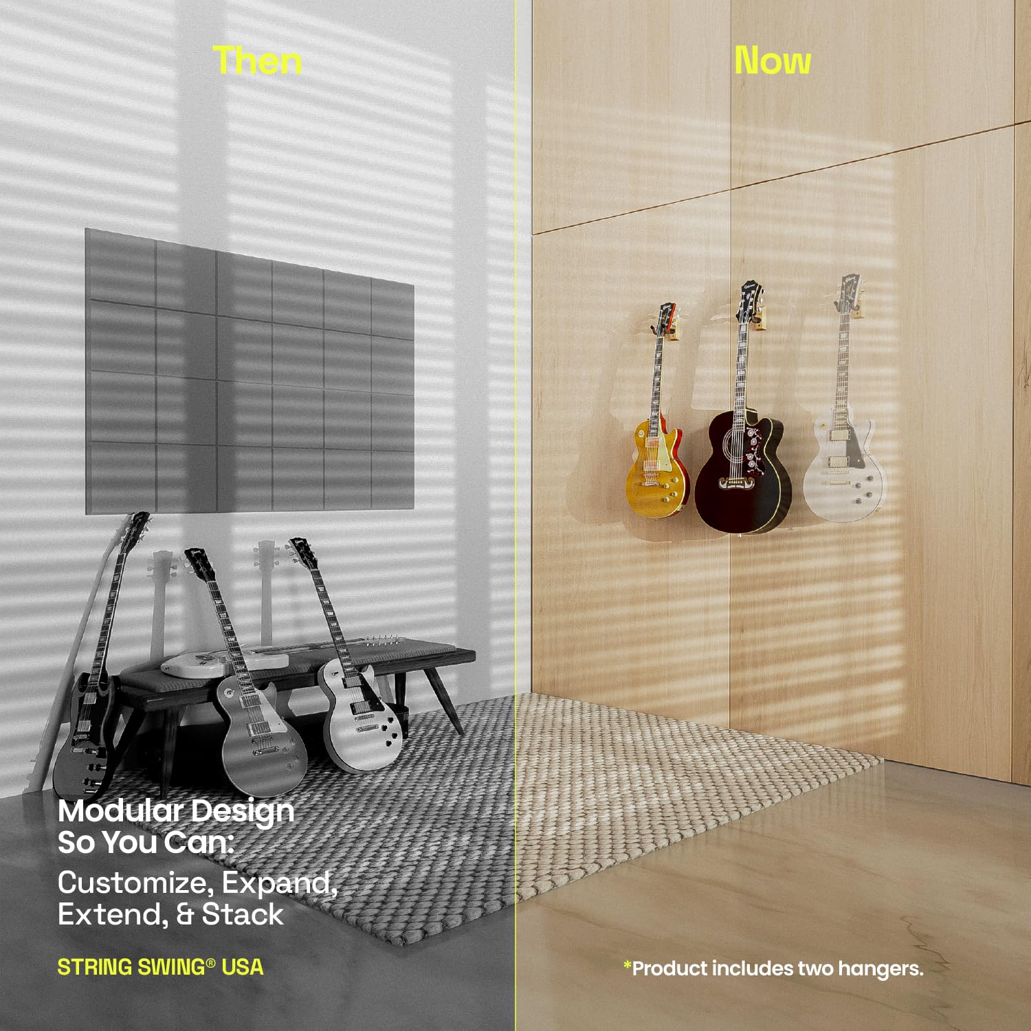 String Swing Guitar Wall Mount 2 Pack, Guitar Hangers, Wall Guitar Mount, Guitar Holder Hook For Wall, Fits All Size Guitars, Ac