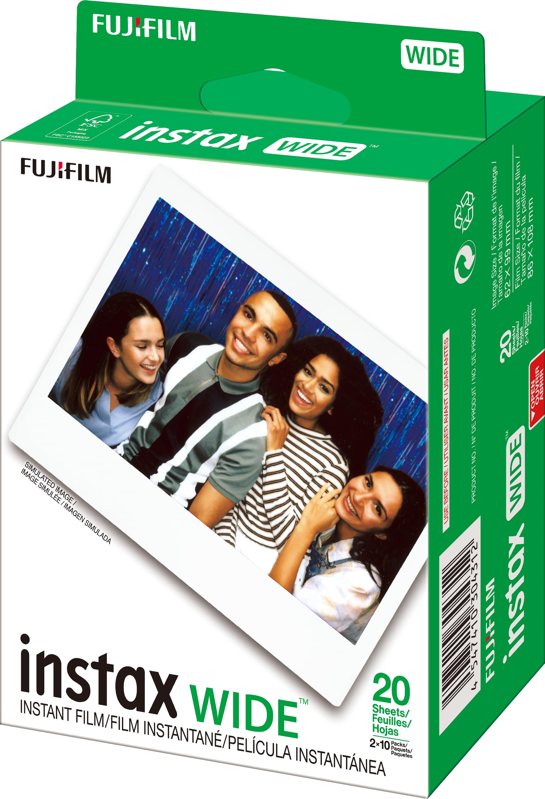 Fujifilm Instax Wide Instant Film Twin Pack (100 Sheets), Value Pack