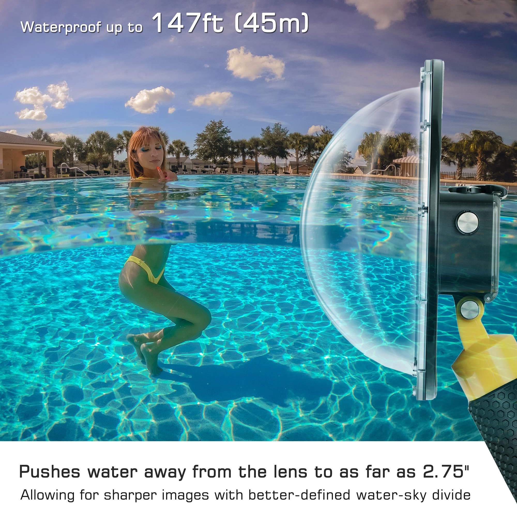 Gepuly 6''Dome Port For Dji Osmo Action 3 4 Action Camera, Built In Waterproof Housing Case And Floating Hand Grip, Extension Ar