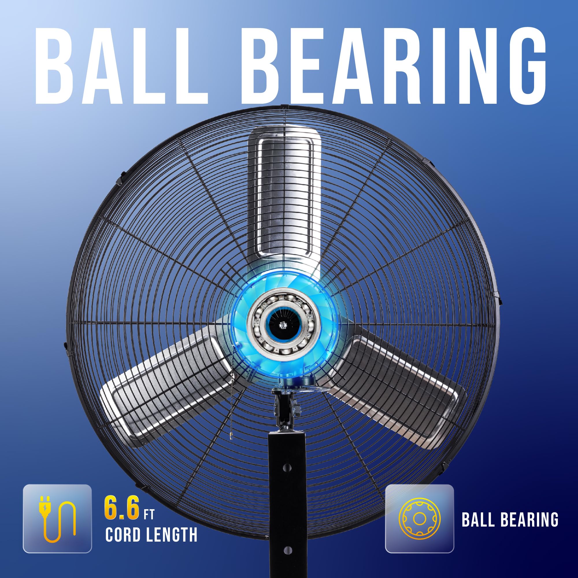 Tornado 24 Inch Pro Series High Velocity Oscillating Wall Mount Fan For Commercial, Industrial Use 3 Speed 7600 Cfm 6.6 Ft Cord