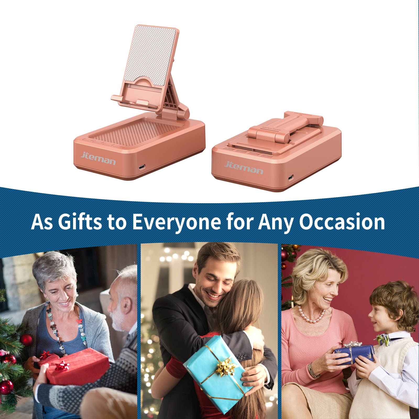 Jteman Portable Phone Stand With Speaker Bluetooth Wireless,Gifts For Men Women,Birthday For Women Men,Kitchen Gadgets For Men,P