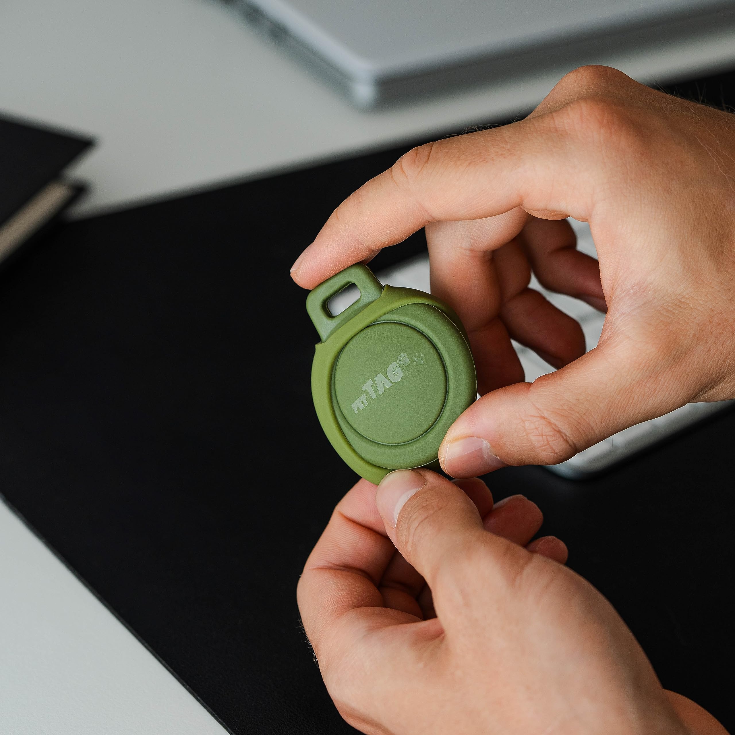 Airtag Dog Tag Waterproof Pet Holder For Apple Updated Model (Green W/Bumper)