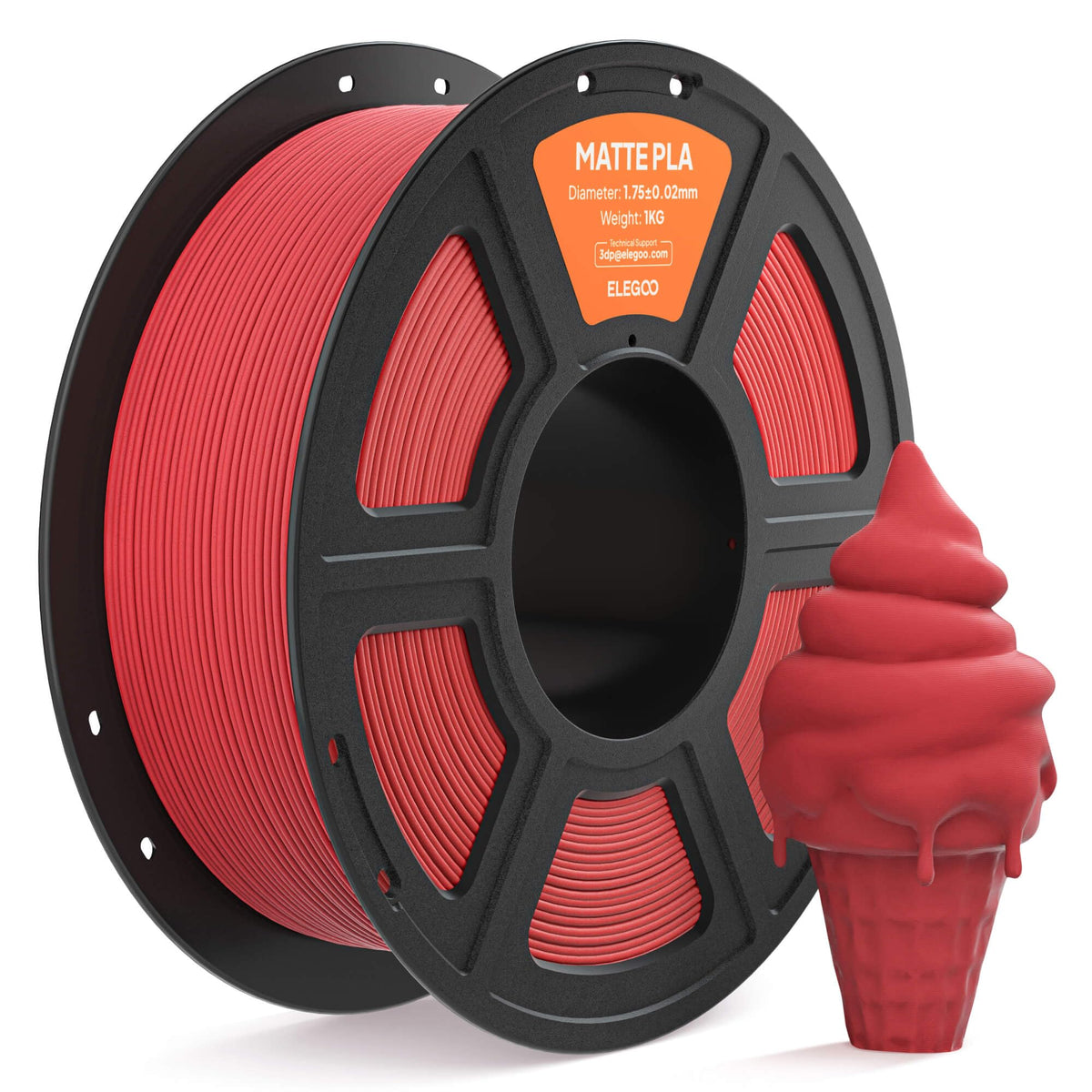 ELEGOO Matte PLA Filament 1.75mm Ruby Red 1KG, 3D Printer Filament Hig ...