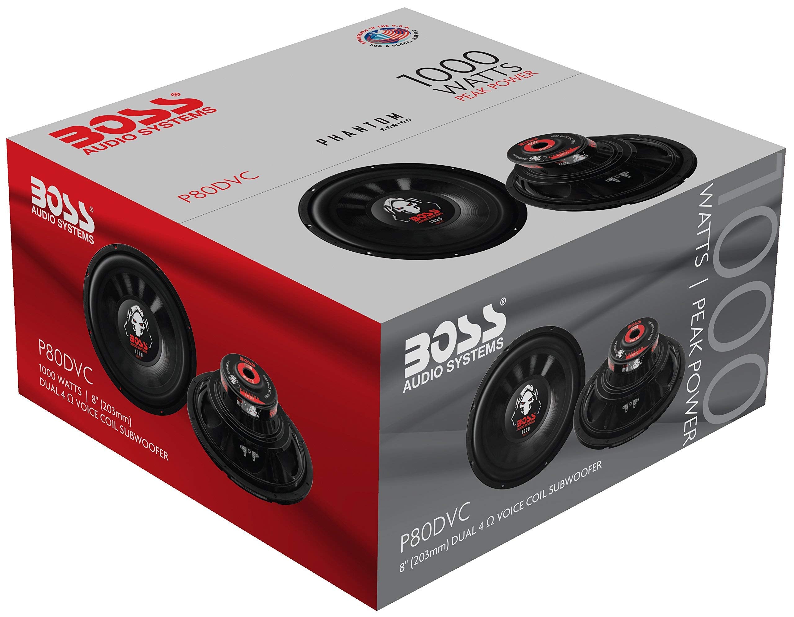 Boss Audio Systems P80Dvc 1000 Watt, 8 Inch, Dual 4 Ohm Voice Coil Car Subwoofer