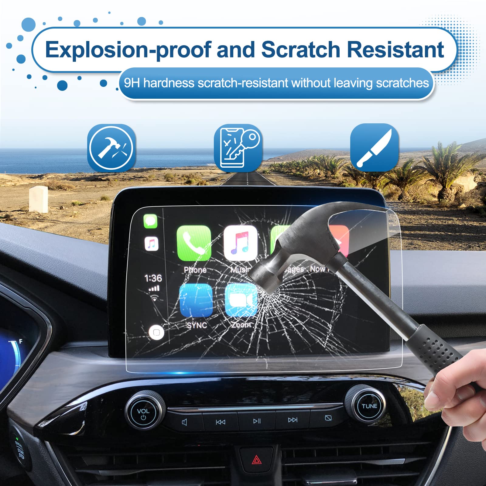 Coleya 2020 2023 2024 Escape Screen Protector For Ford Escape (Se/Sel/Titanium/Base/Active/St Line/St Line Select) 8 Inch Touch