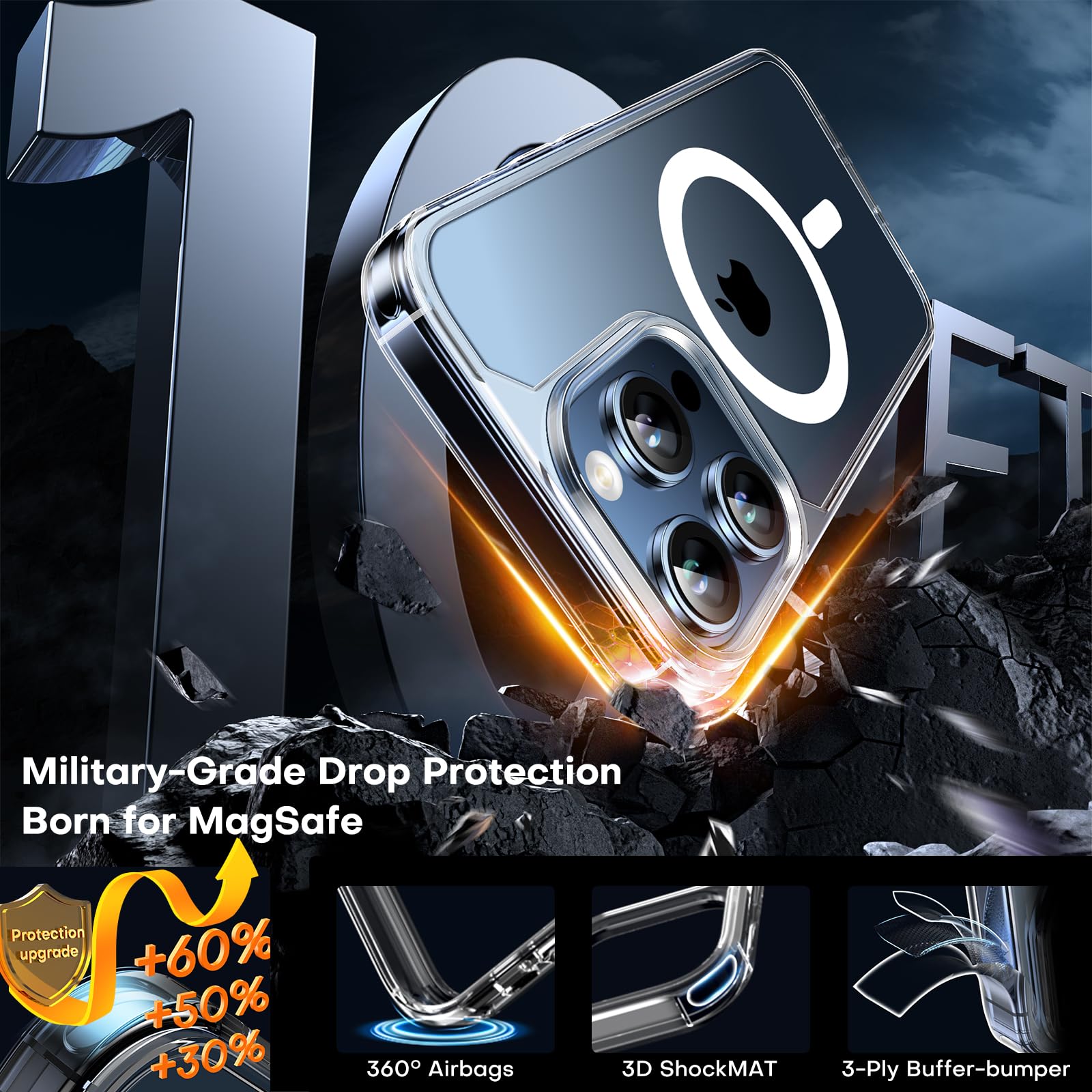 Tauri 5 In 1 Magnetic For Iphone 15 Pro Case, [Compatible With Magsafe] With 2X Screen Protectors + 2X Camera Lens Protectors, [