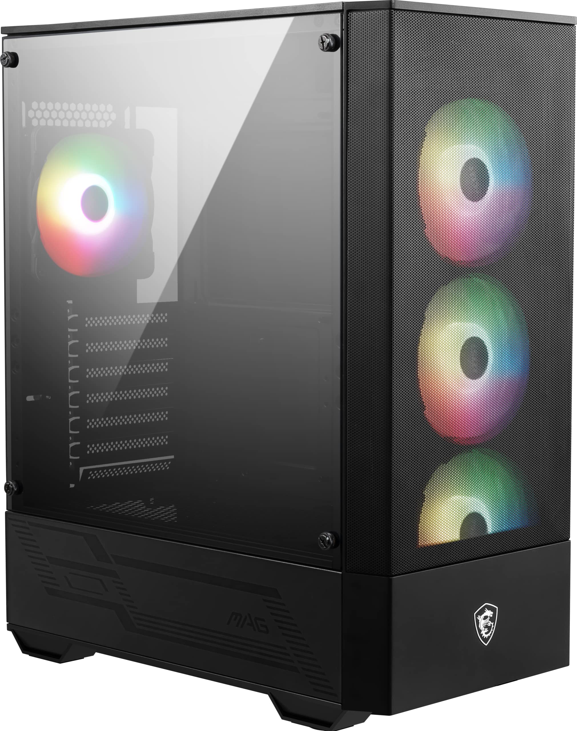 MSI MAG Forge 112R - Premium Mid-Tower Gaming PC Case - Tempered Glass Side Panel - ARGB 120mm Fans - Liquid Cooling Support up 