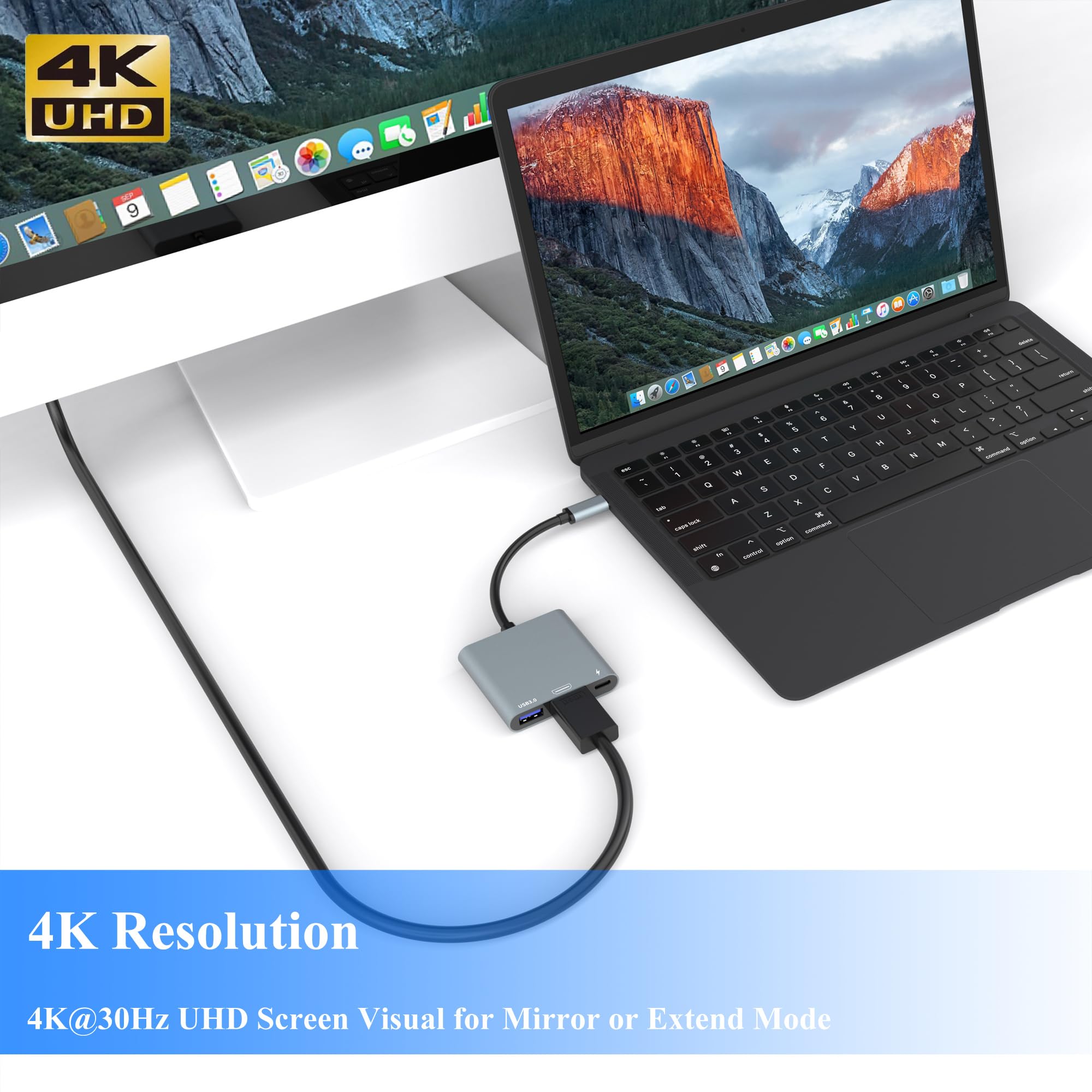 O Mei Stars Usb C To Hdmi Adapter, Usb C Hub, Iphone To Hdmi Adapter For Tv, 3 In 1 Digital Av Multiport 4K@30Hz, 100W Fast Char