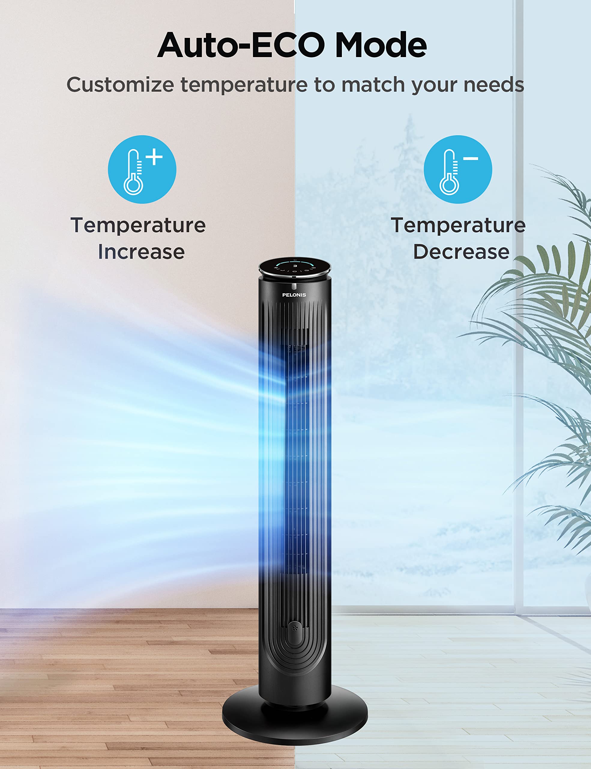 Pelonis 42 Oscillating Tower Fan With Aromatherapy Diffuser, Remote Control, 5 Speed Settings With 3 Modes Led Display For Bedro