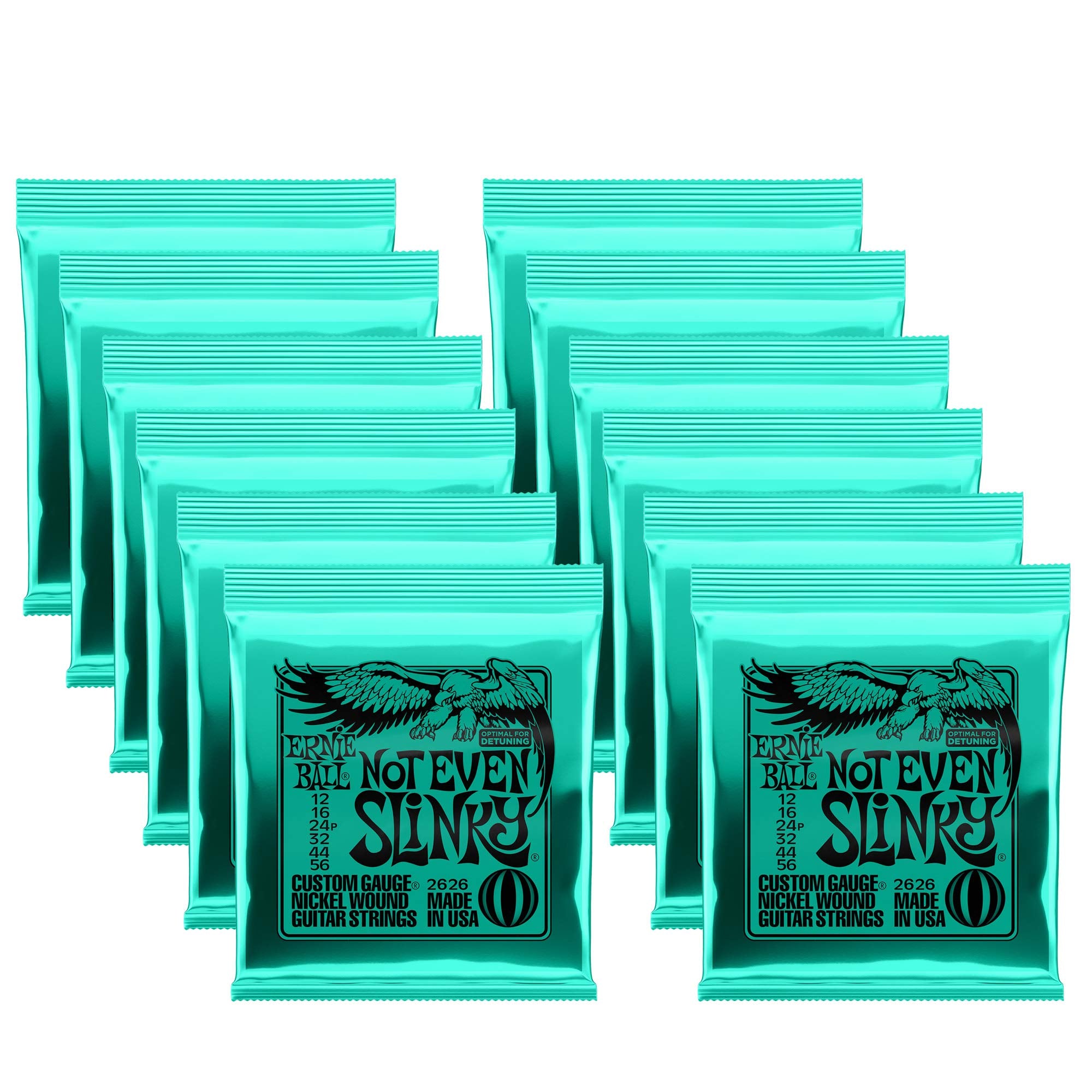 Ernie Ball Lot/12 Not Even Slinky Electric Guitar Strings, Gauges 12-56, P02626