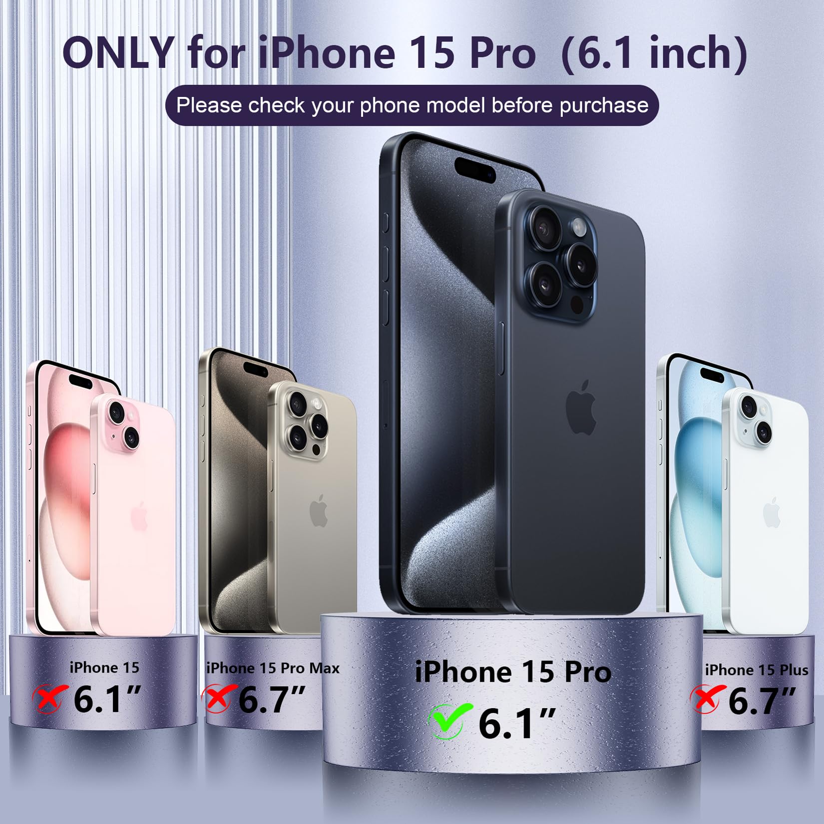 Temdan For Iphone 15 Pro Case Waterproof, [Built In Screen Protector][Ip68 Underwater][15Ft Military Dropproof][Compatible With