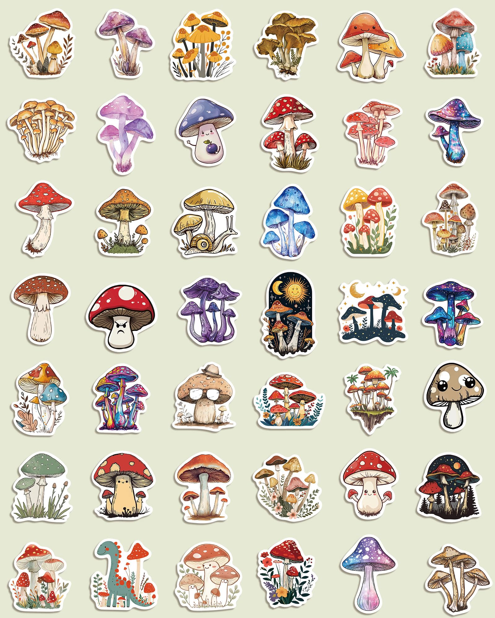 100 Pcs Mushroom Stickers Aesthetic, Cute Stickers Mushroom Decor Party Favors For Kids Teens Adults, Vinyl Waterproof Stickers