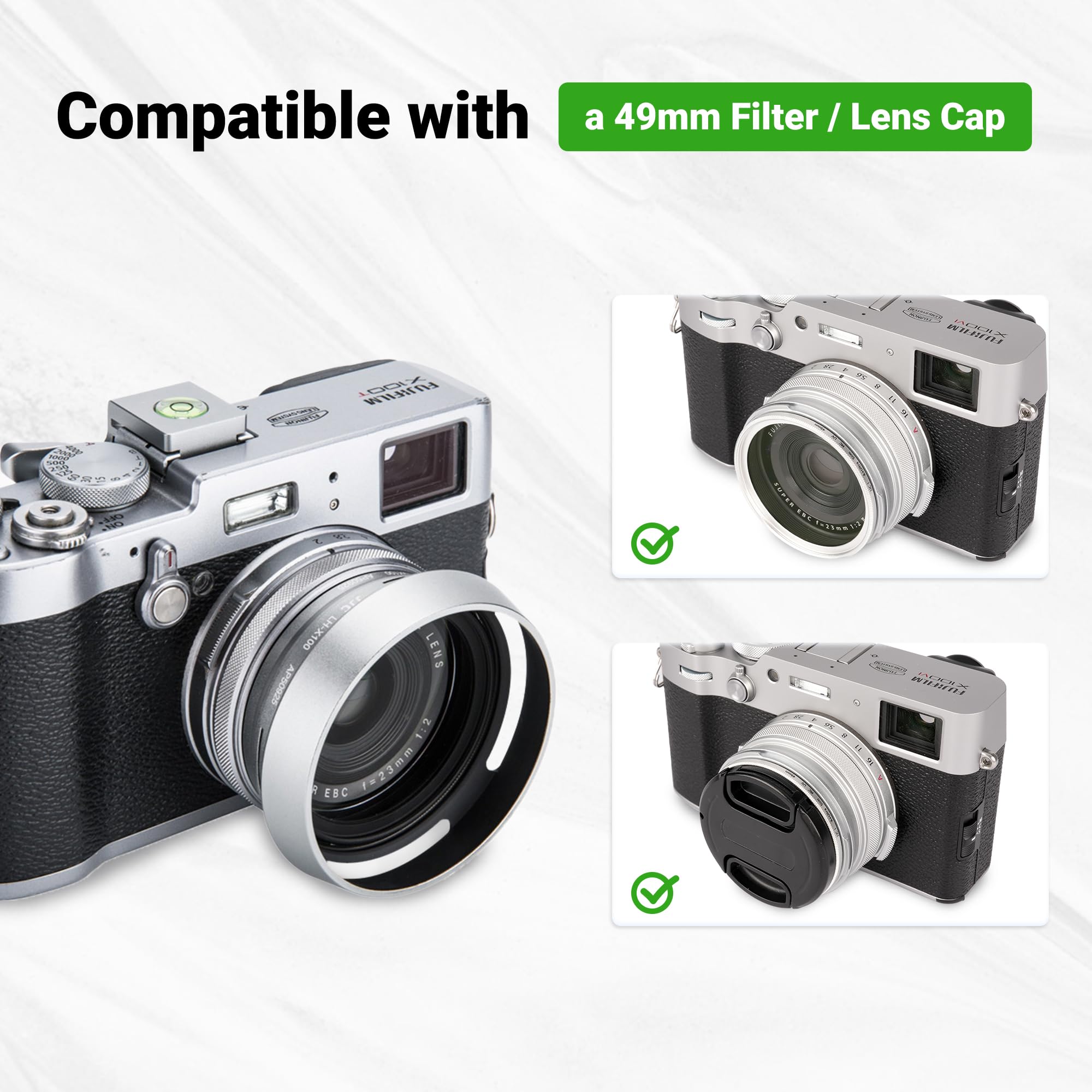 Jjc Lens Hood For Fujifilm Fuji X100 X100Vi X100V X100F X100S X100T X70 Cameras With 49Mm Adapter Ring Replaces Fujifilm Lh X100