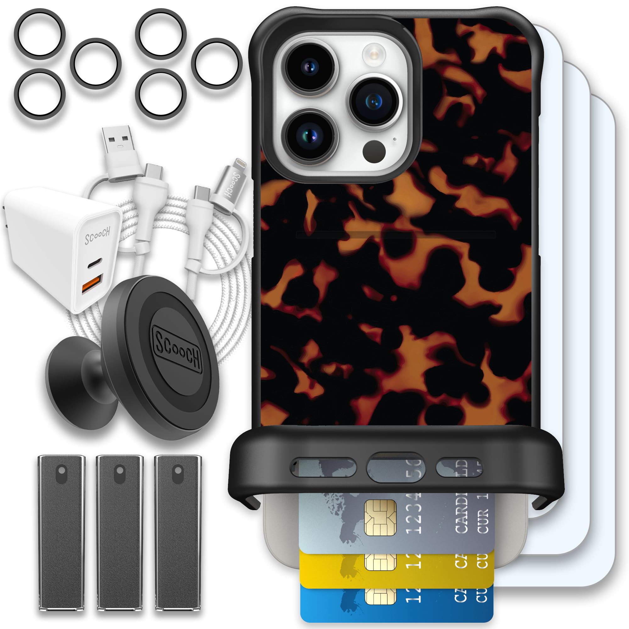 Scooch Wingmate for iPhone 15 Pro Max [Ultimate Bundle] with 3 Tempered Glass Screen Protectors, 2 Camera Lens Protectors, Wingm
