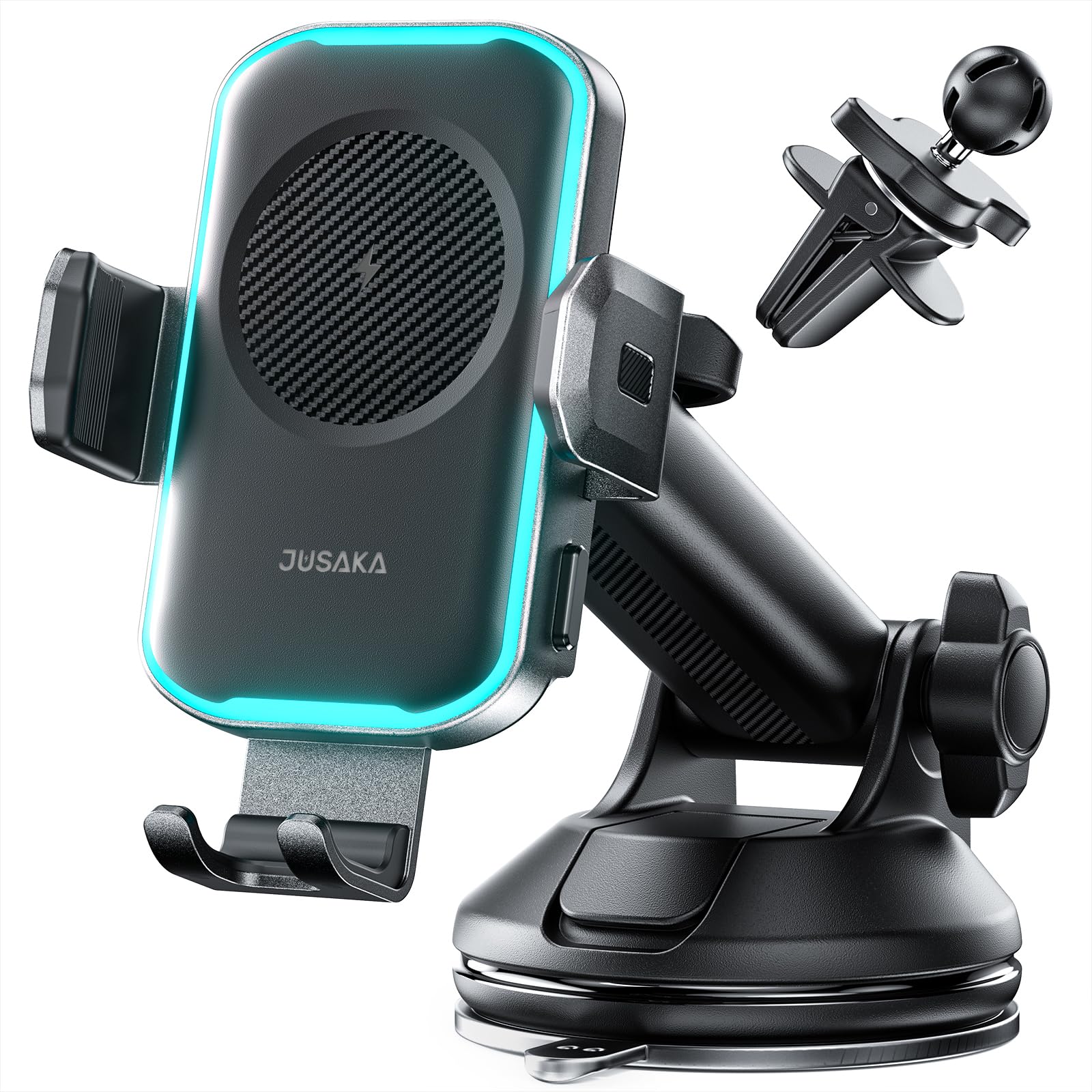 Wireless Car Charger, 15W Fast Charging Auto Clamping Phone Holders, Car Phone Holder Charger Fit for iPhone 16 15 14 13 12 Pro 