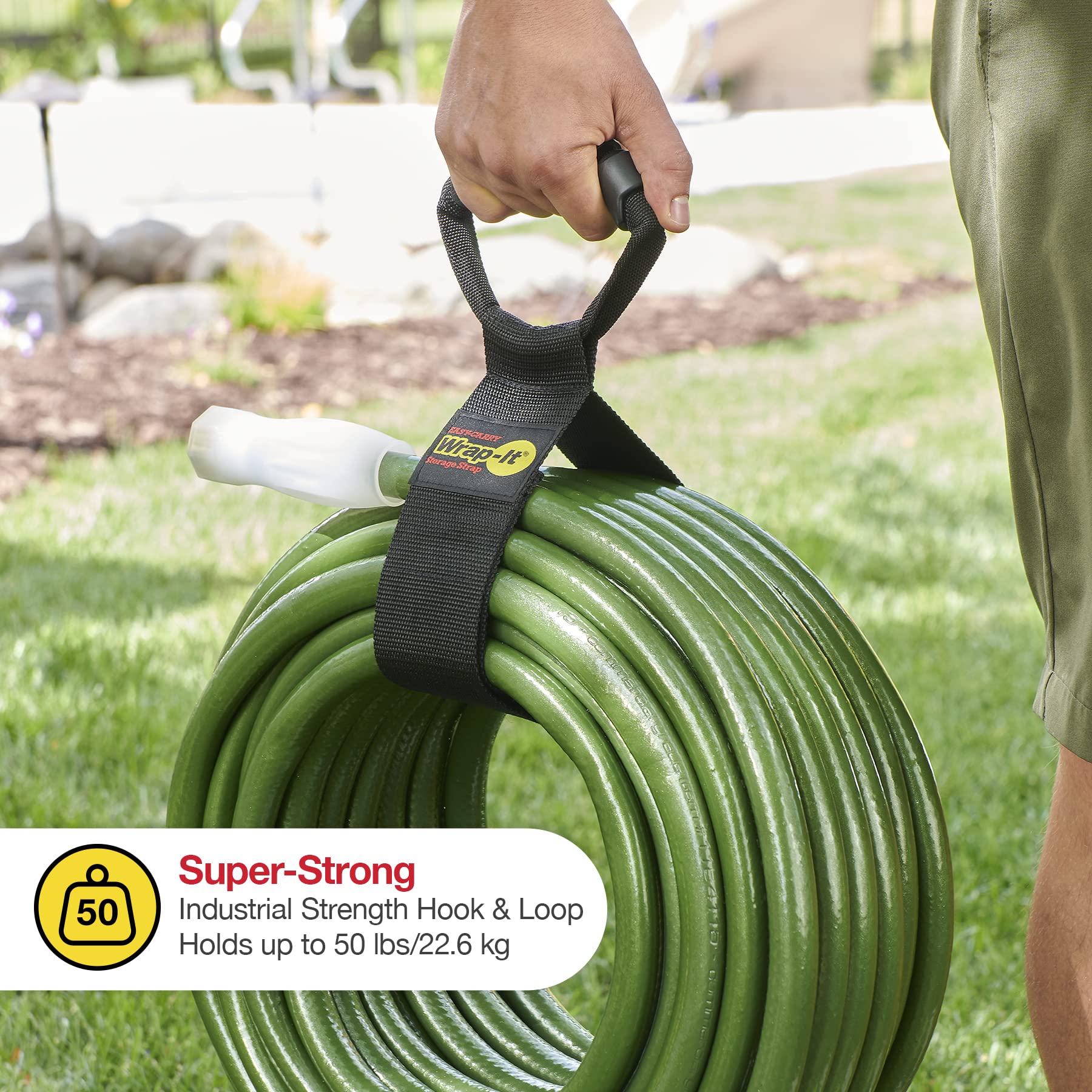 Easy Carry Wrap It Storage Straps   Assorted 3 Pack Black   Hook And Loop Straps With A Carrying Handle For Garden Hose, Extensi
