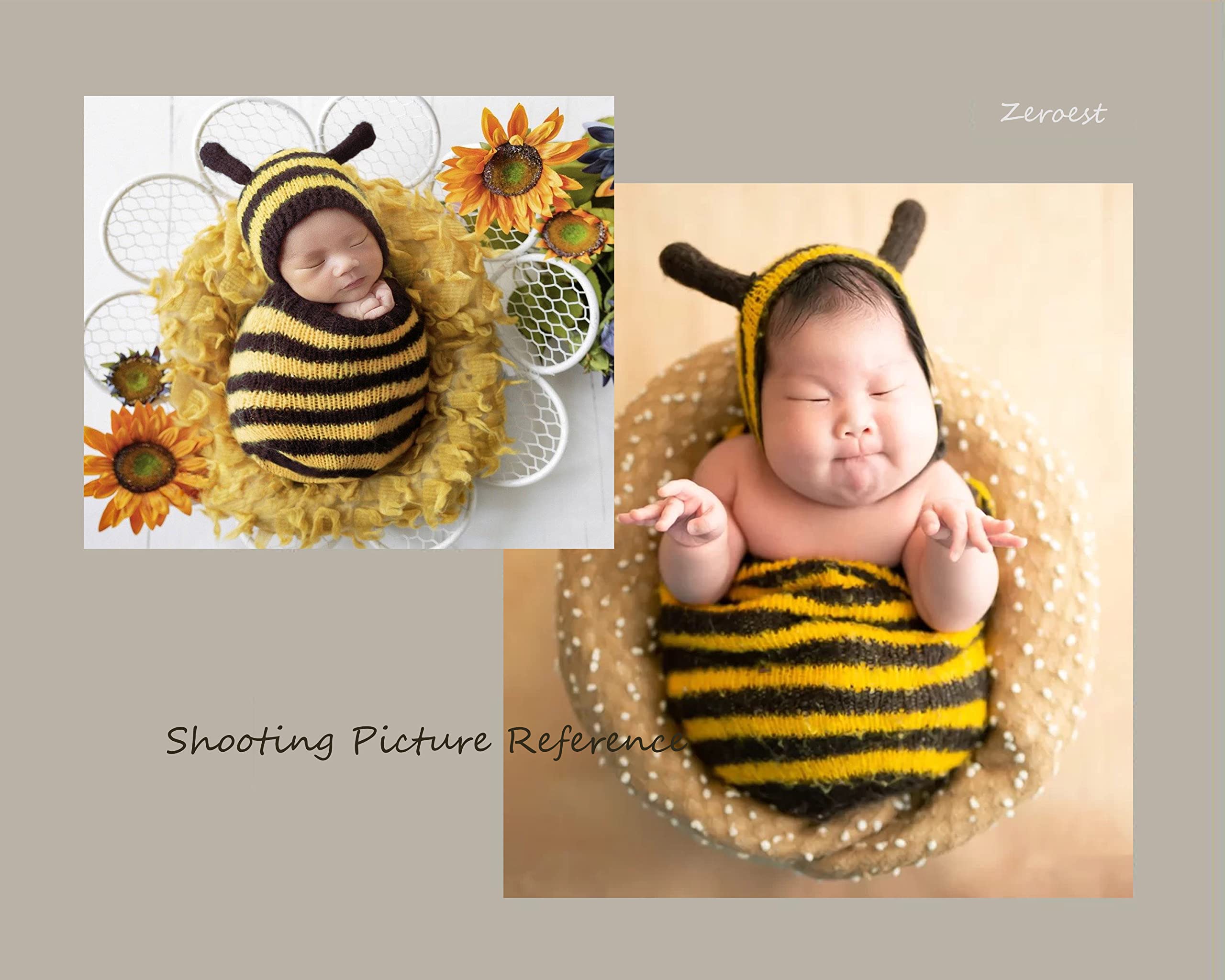 Newborn Photography Props Baby Photo Shoot Outfits Infant Boy Girl Bee Sack Hat