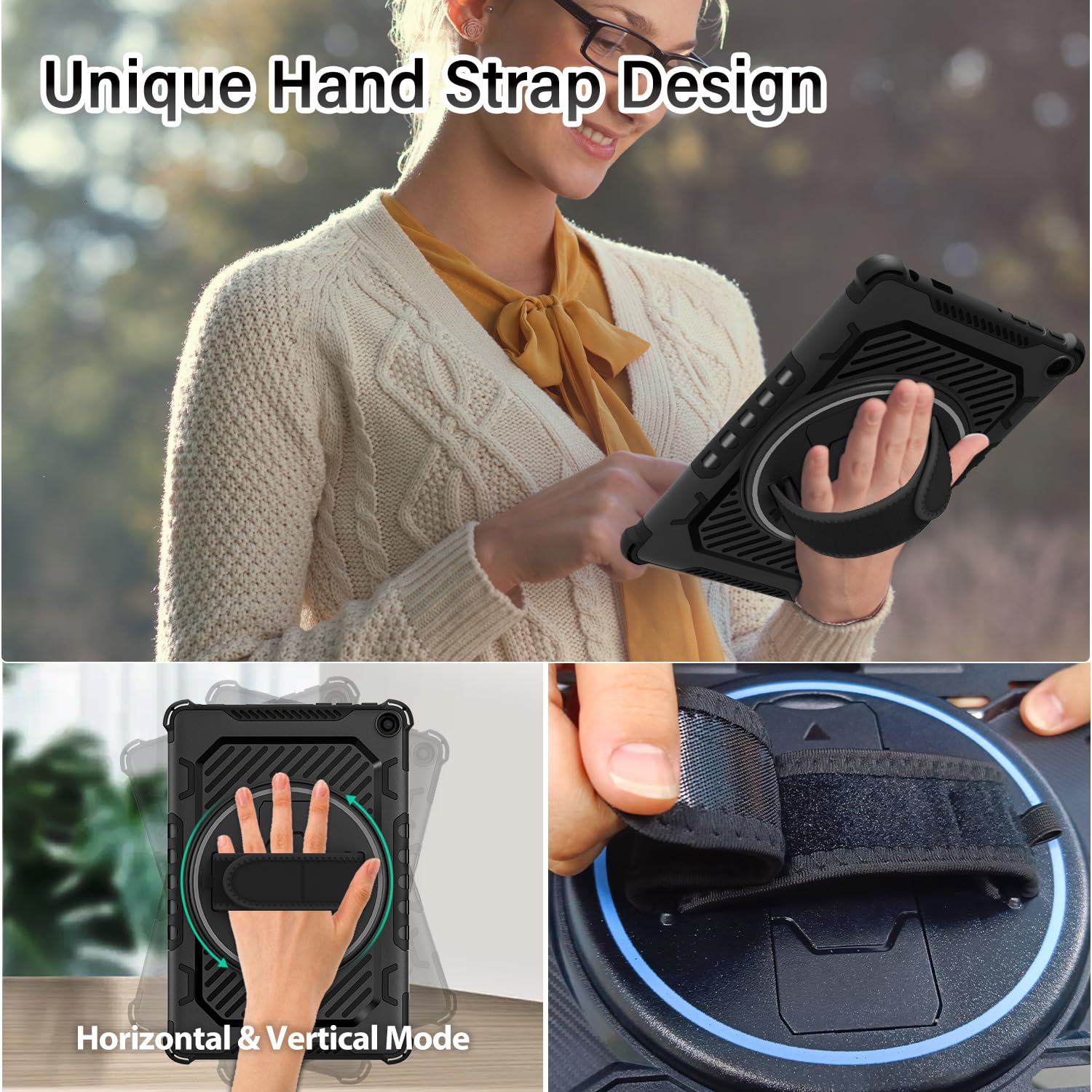 Tasskto For 2023 Release Flrehd 10 Tablet Case 13Th Generation With 360 Rotating Kickstand Hand Strap,(No Screen Protector, For