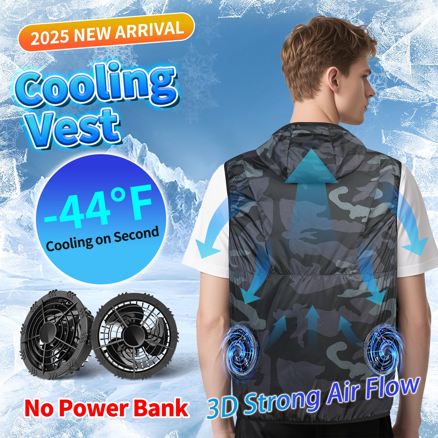 Cooling Vest With 12V 2Pcs Fan Electric Cooling Air Jacket With Hat Uv Protection Air Conditioned Clothes Jacket For Hot Weather