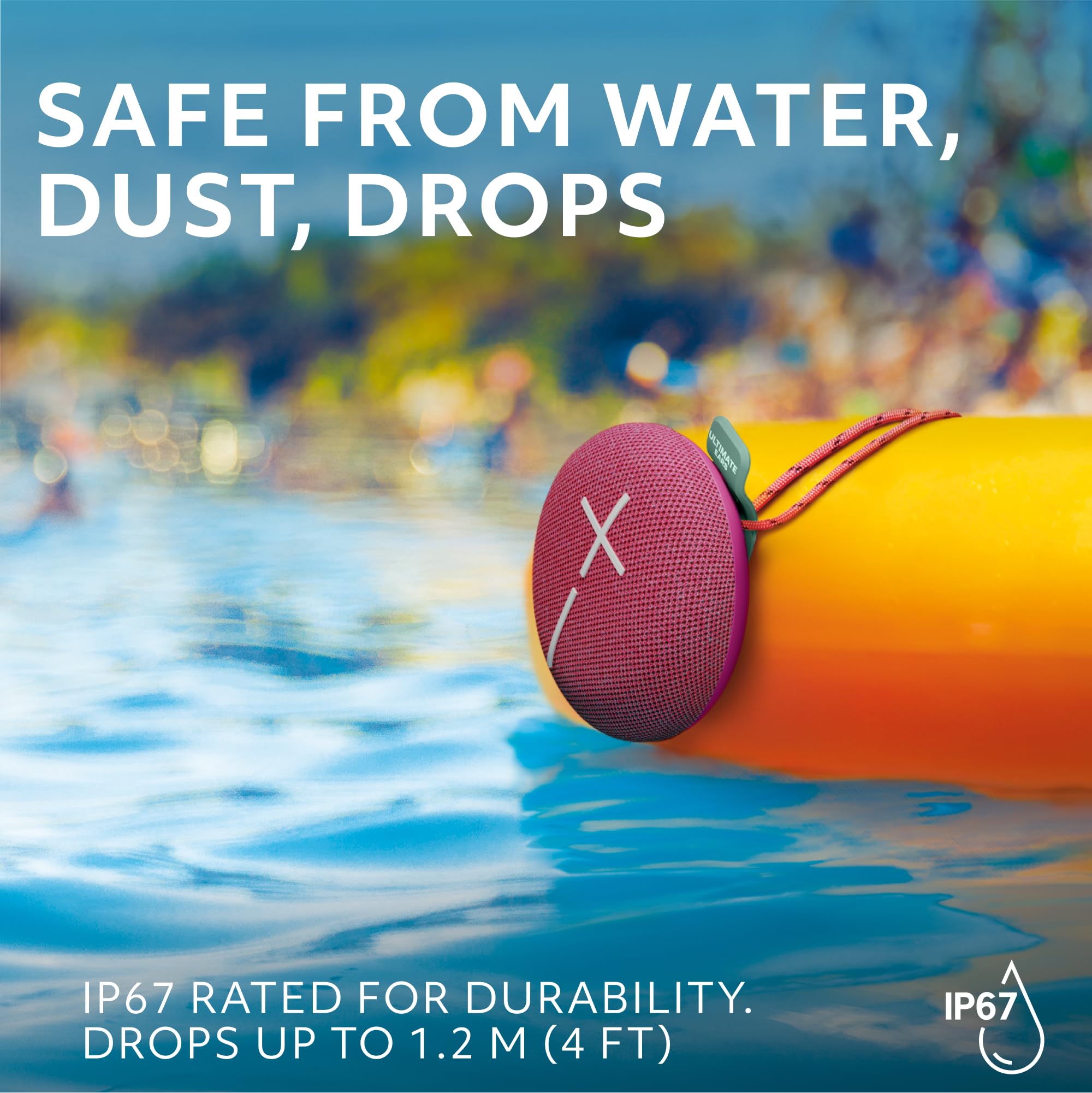 Ultimate Ears Miniroll Ultra Portable Waterproof Bluetooth Speaker, Big Bass, Ip67 Dustproof, 131 Ft (40 M) Range   Calming Pink