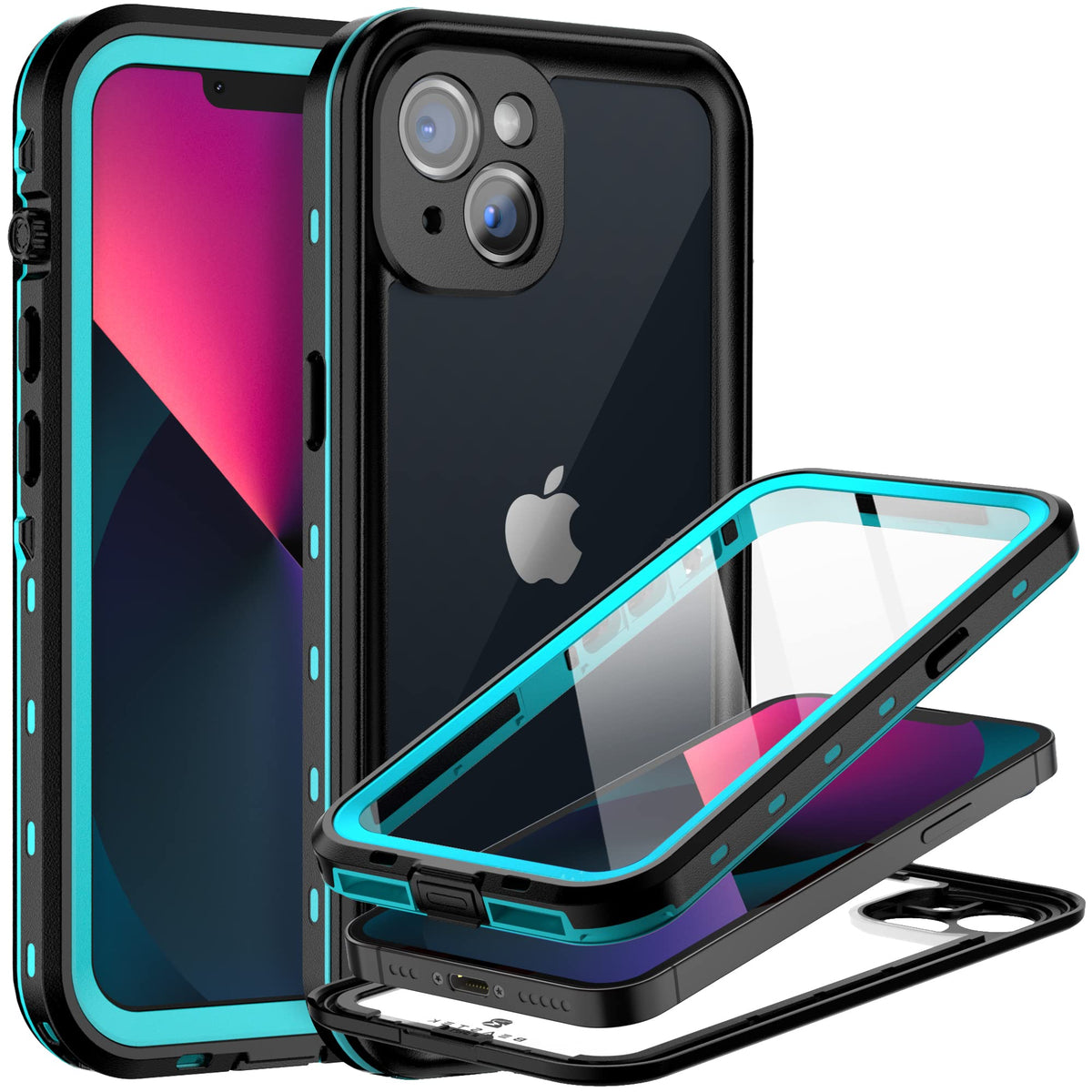 Beastek Waterproof Iphone 13 Case,Tre Series Shockproof Dustproof Underwater Ip68 Case With Built In Screen Protector Full Body