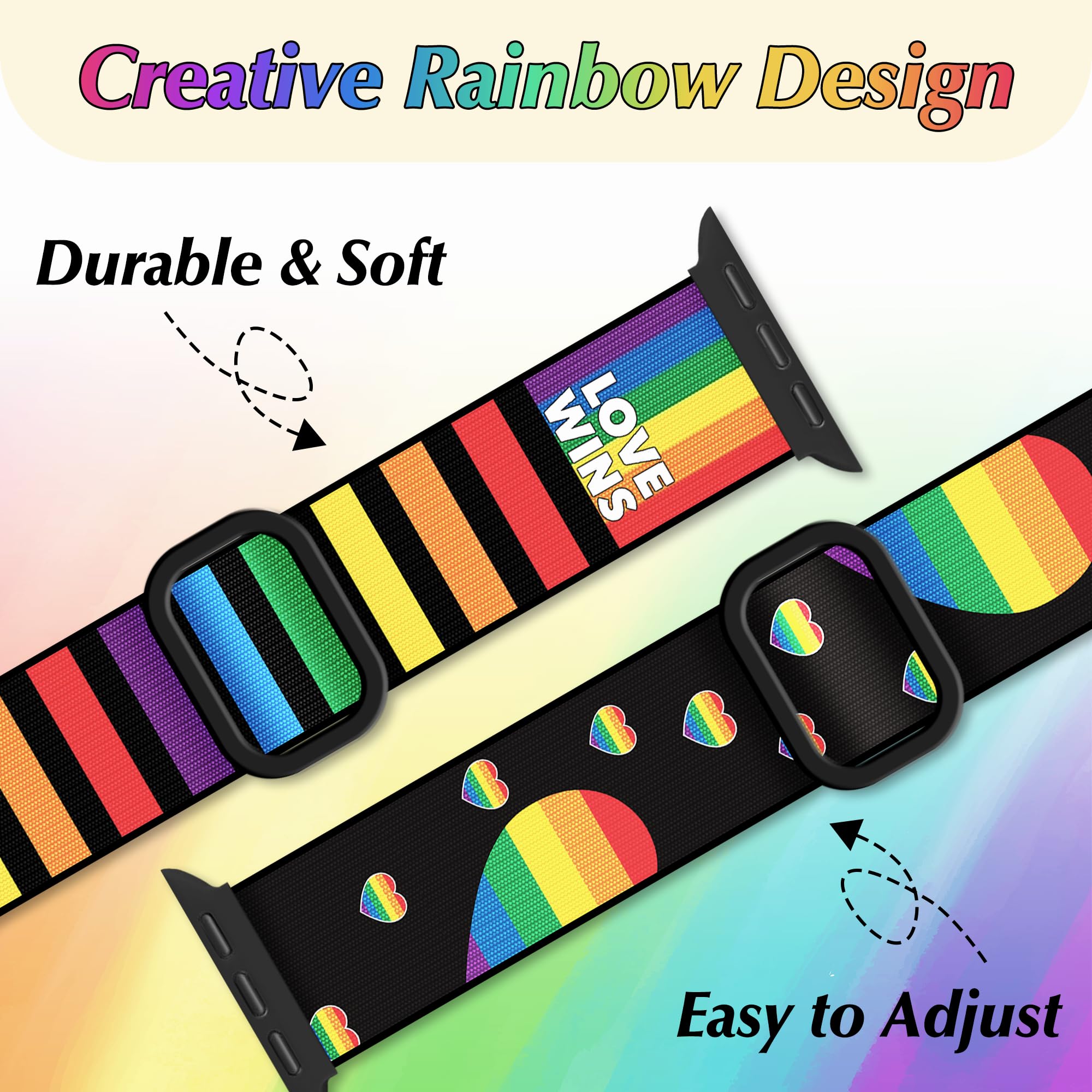 G-Ficu Pride Rainbow Stretchy Band For Apple Watch Bands 46Mm 45Mm 44Mm 49 42Mm(S3) For Women Men Iwatch Bands Se Series 10 9 8