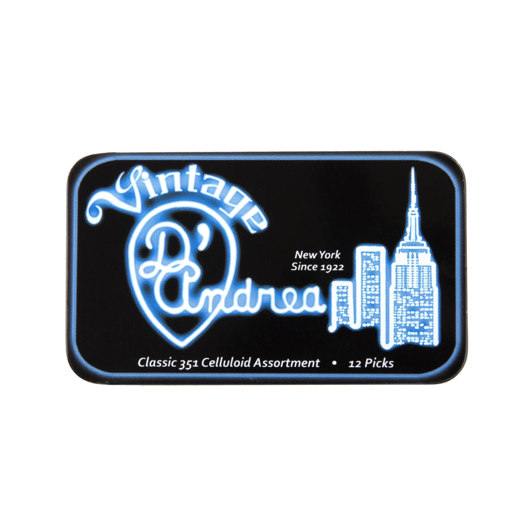 D'Andrea Tnvch Guitar Picks, 12 Piece, Collectible Tin, Vintage Assortment, Heavy