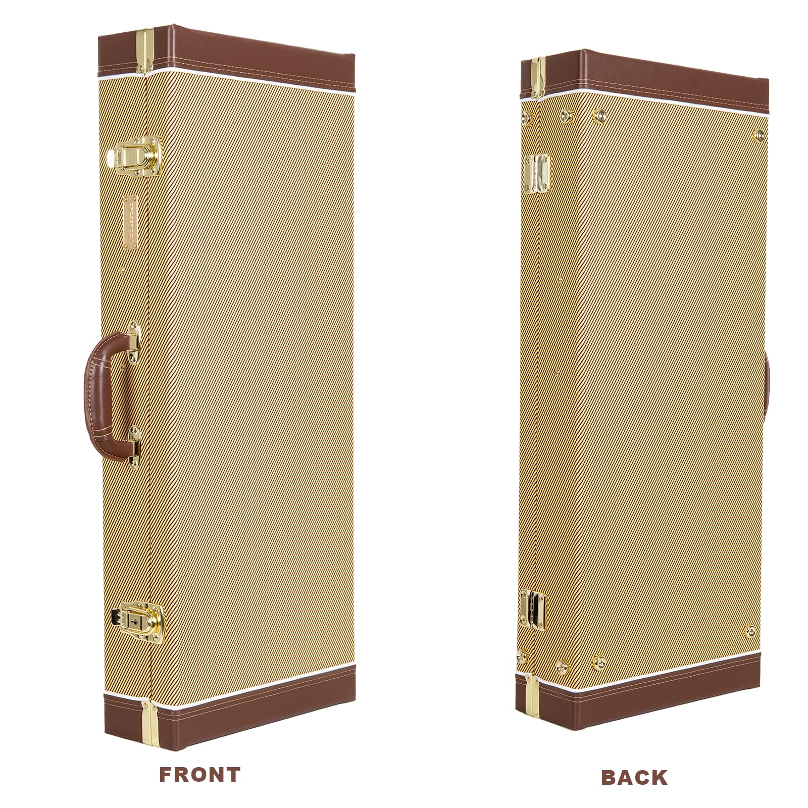 Crossrock Rectangular Wooden Case Fits A-Style Mandolins, With Accessory Compartment, Stainless Steel Latches, Metal Feet-Vinyl