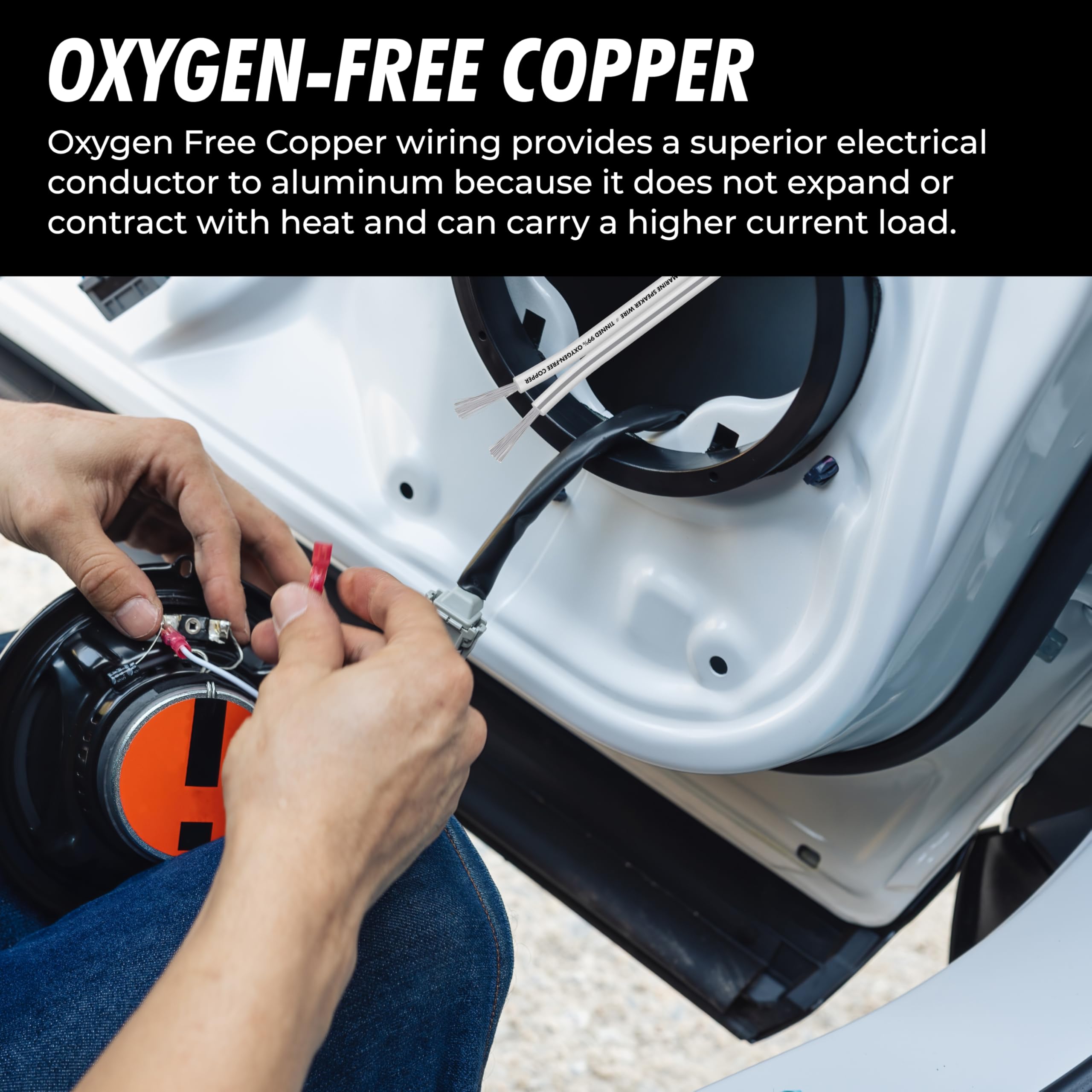 Installgear 14 Gauge Tinned Ofc Heavy Duty Boat Marine Speaker Wire, 50 Feet | White Speaker Cable | Ofc Speaker Wire 14 Gauge |