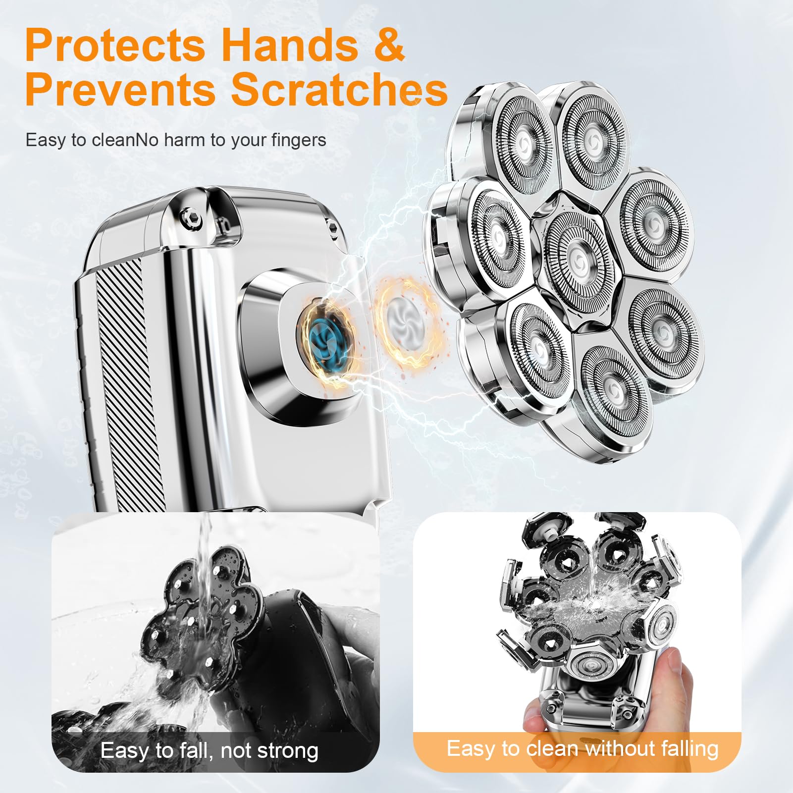 Head Shaver For Bald Men,2024 Upgrade 8 In 1 Mens Electric Shaver Bald Head Shaver For Men,Electric Razor For Bald Men Ipx7 Wate