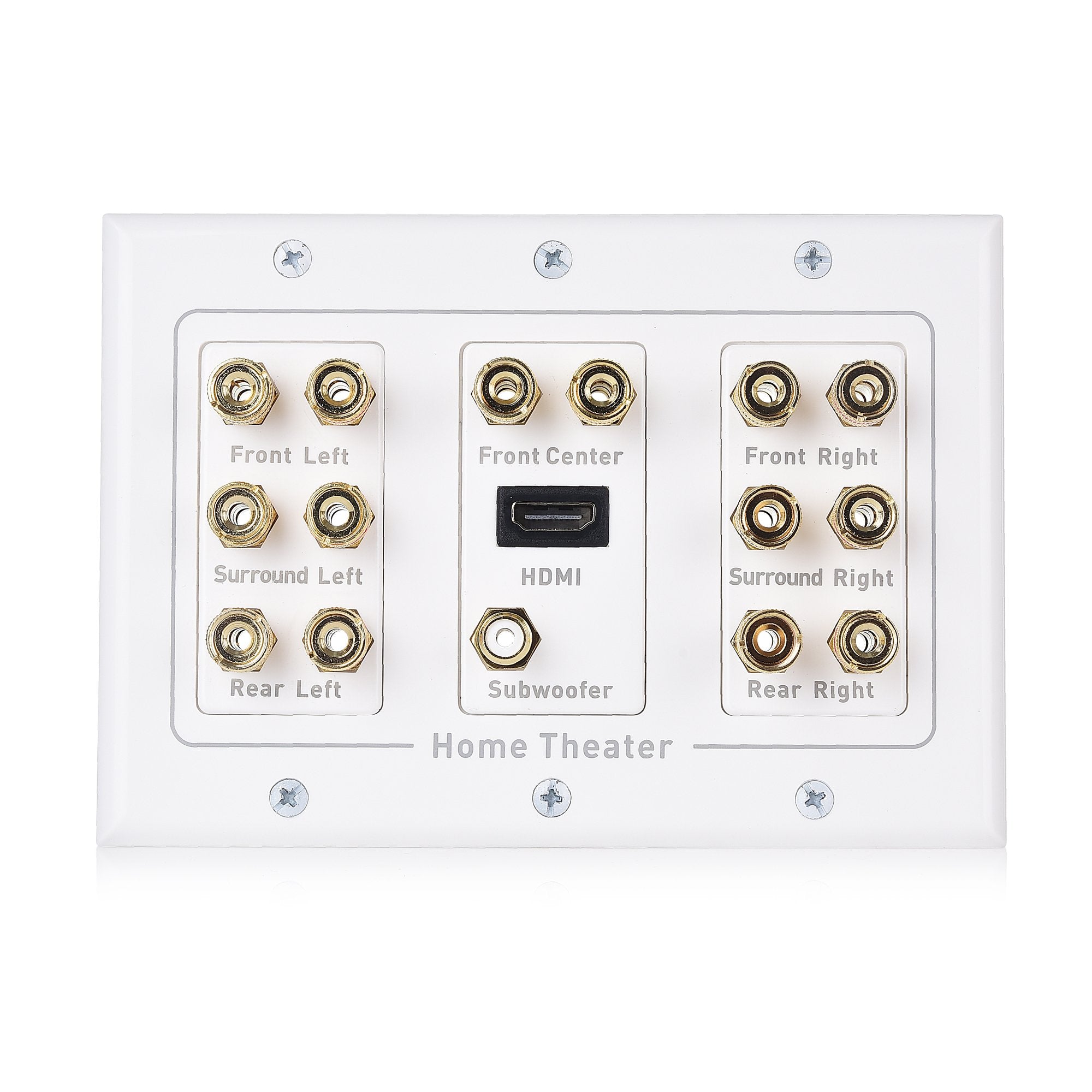 Cable Matters Triple Gang 7.1 Speaker Wall Plate With Hdmi (Home Theater Wall Plate, Banana Plug Wall Plate) In White